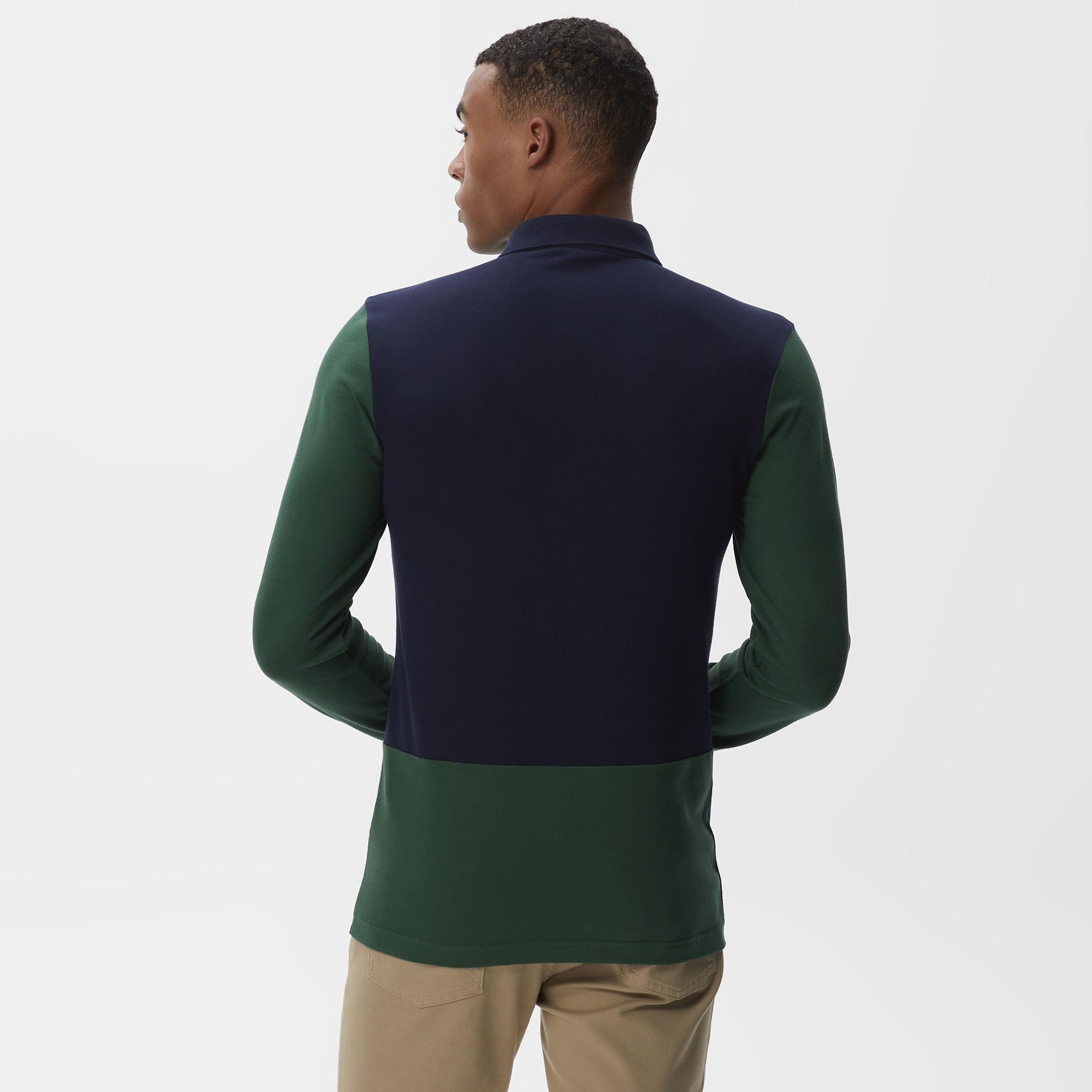 Lacoste Erkek Slim Fit Uzun Kollu Renk Bloklu Lacivert Polo