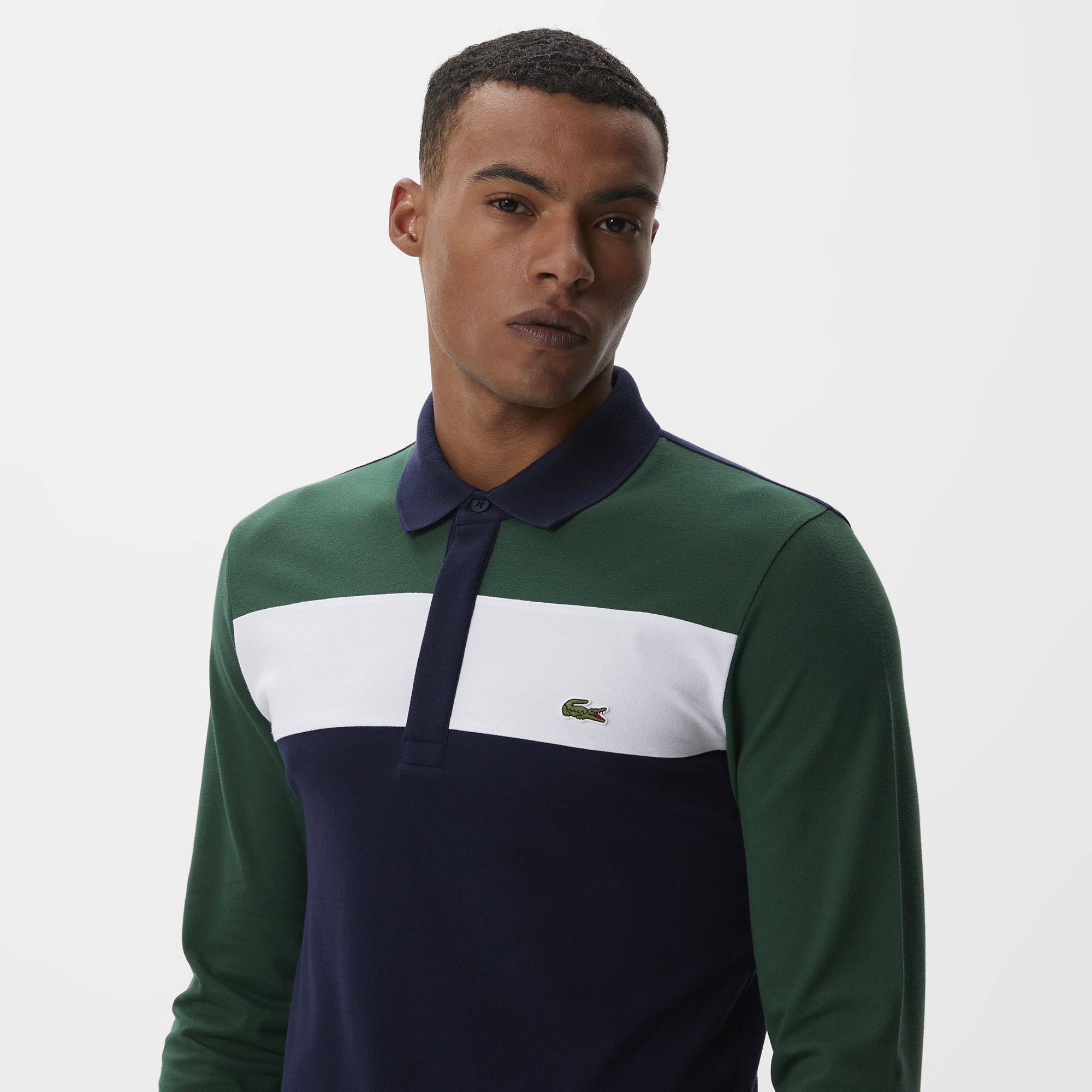 Lacoste Erkek Slim Fit Uzun Kollu Renk Bloklu Lacivert Polo