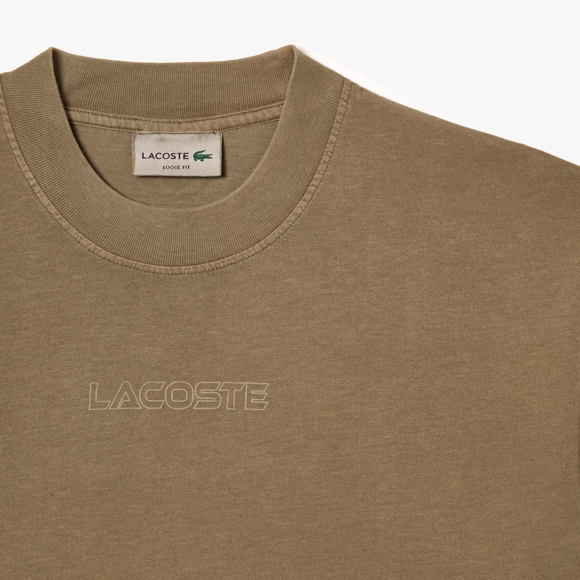 Lacoste Neo Heritage Unisex Loose Fit Bisiklet Yaka Baskılı Haki T-Shirt
