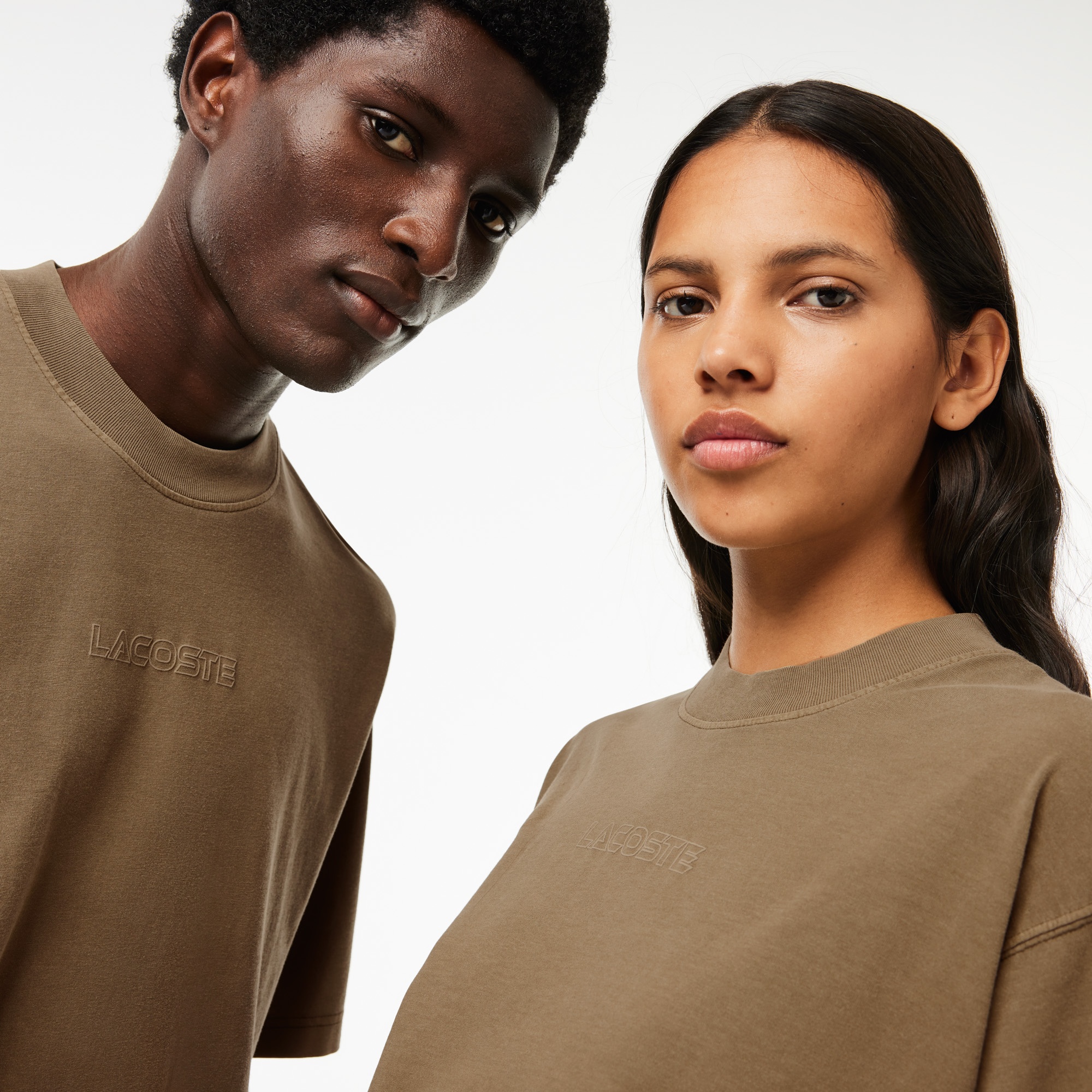 Lacoste Neo Heritage Unisex Loose Fit Bisiklet Yaka Baskılı Haki T-Shirt