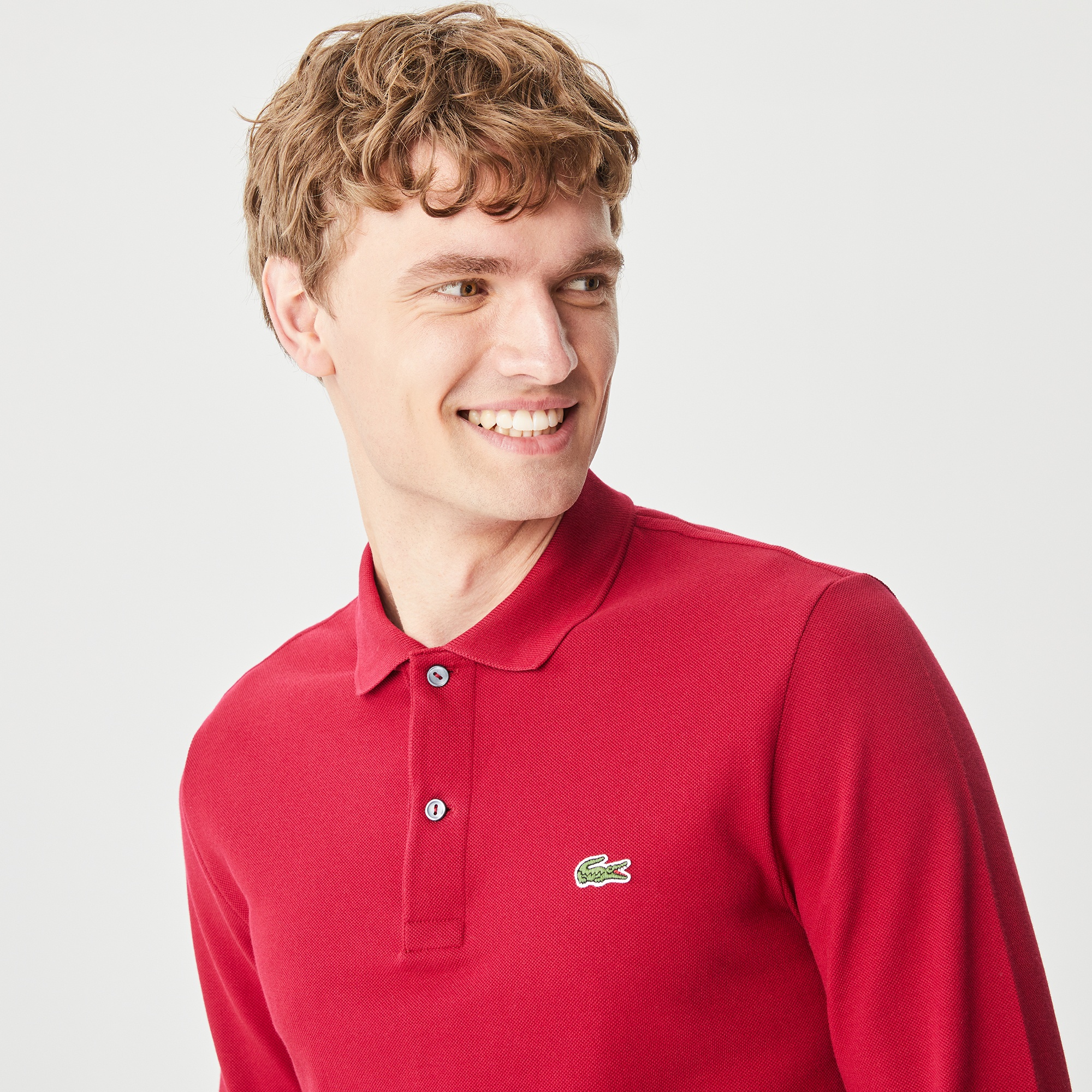 Lacoste L.12.12 Erkek Slim Fit Uzun Kollu Bordo Polo