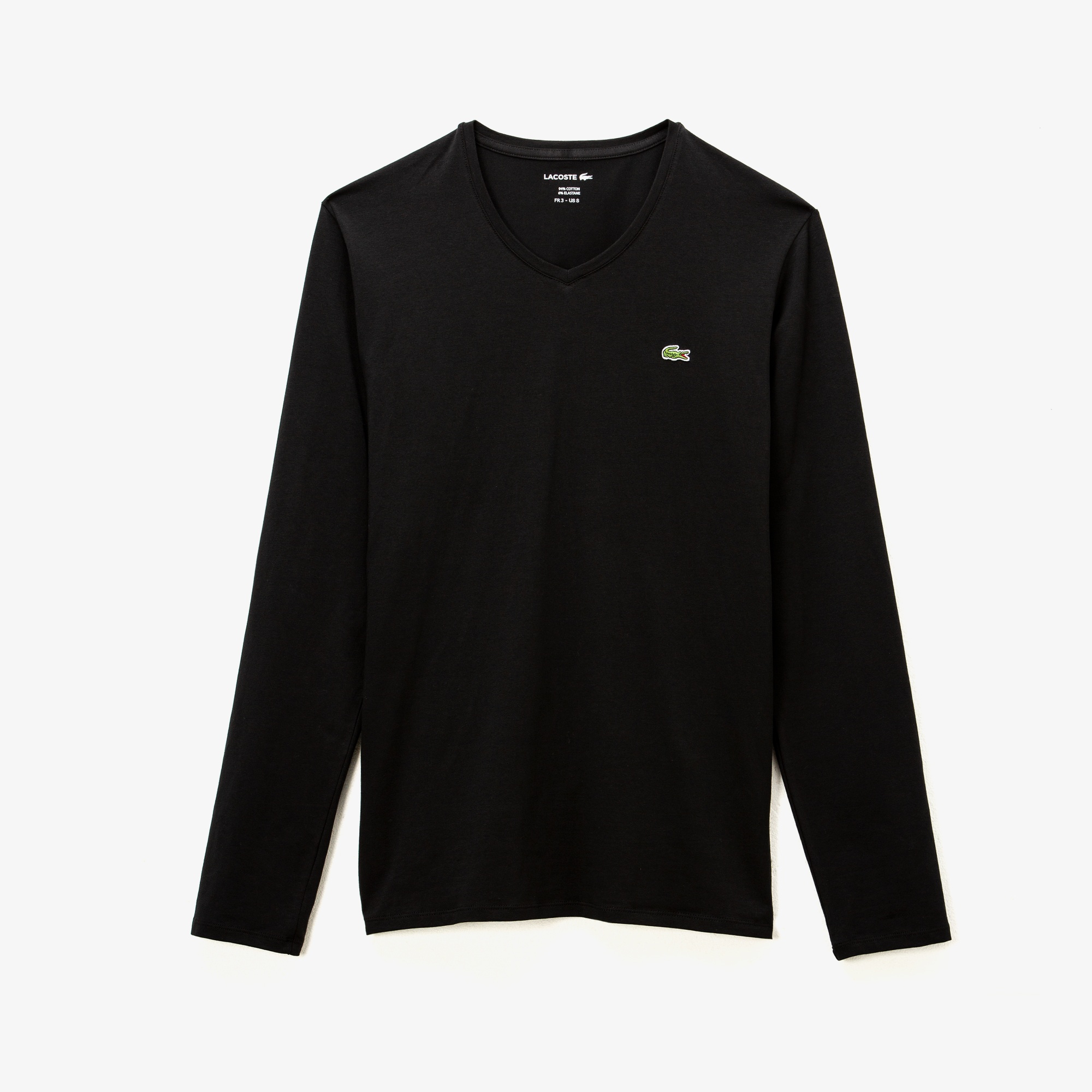 Lacoste Erkek Regular Fit Uzun Kollu V Yaka Siyah T-Shirt