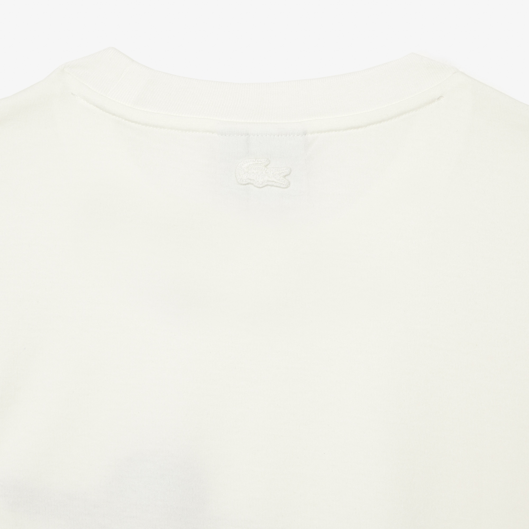 Lacoste x Netflix Erkek Relaxed Fit Bisiklet Yaka Baskılı Bej T-shirt