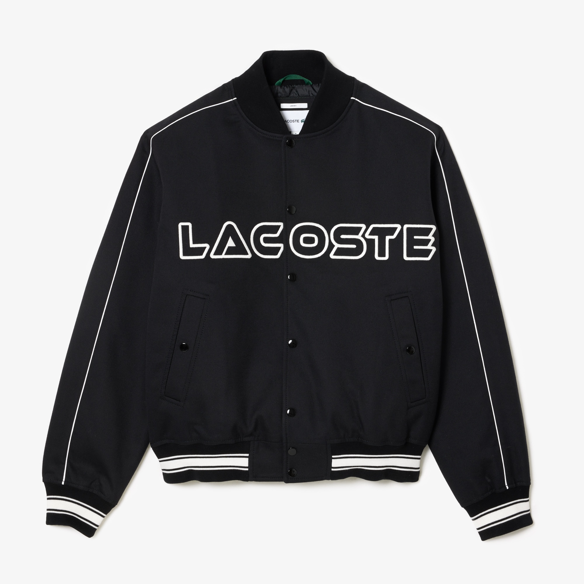 Lacoste Neo Heritage Unisex Dik Yaka Baskılı Siyah Mont