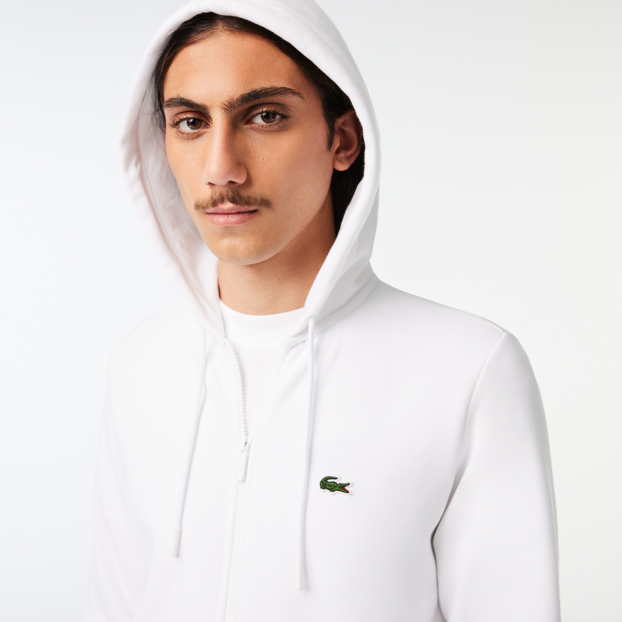 Lacoste Erkek Classic Fit Fermuarlı Beyaz Sweatshirt