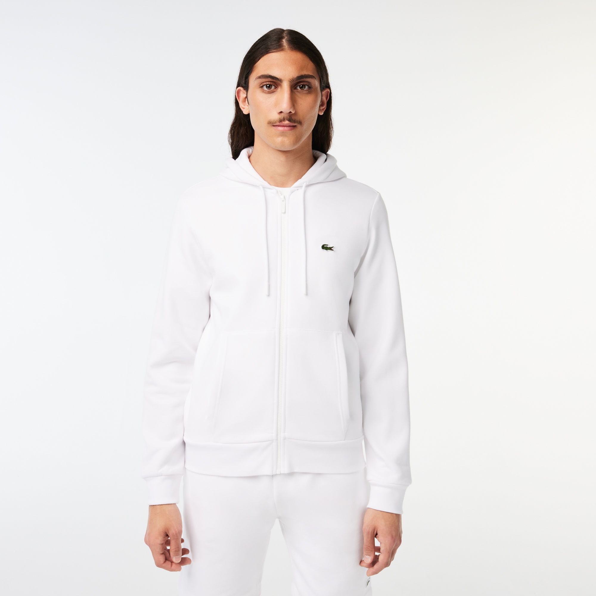 Lacoste Erkek Classic Fit Fermuarlı Beyaz Sweatshirt