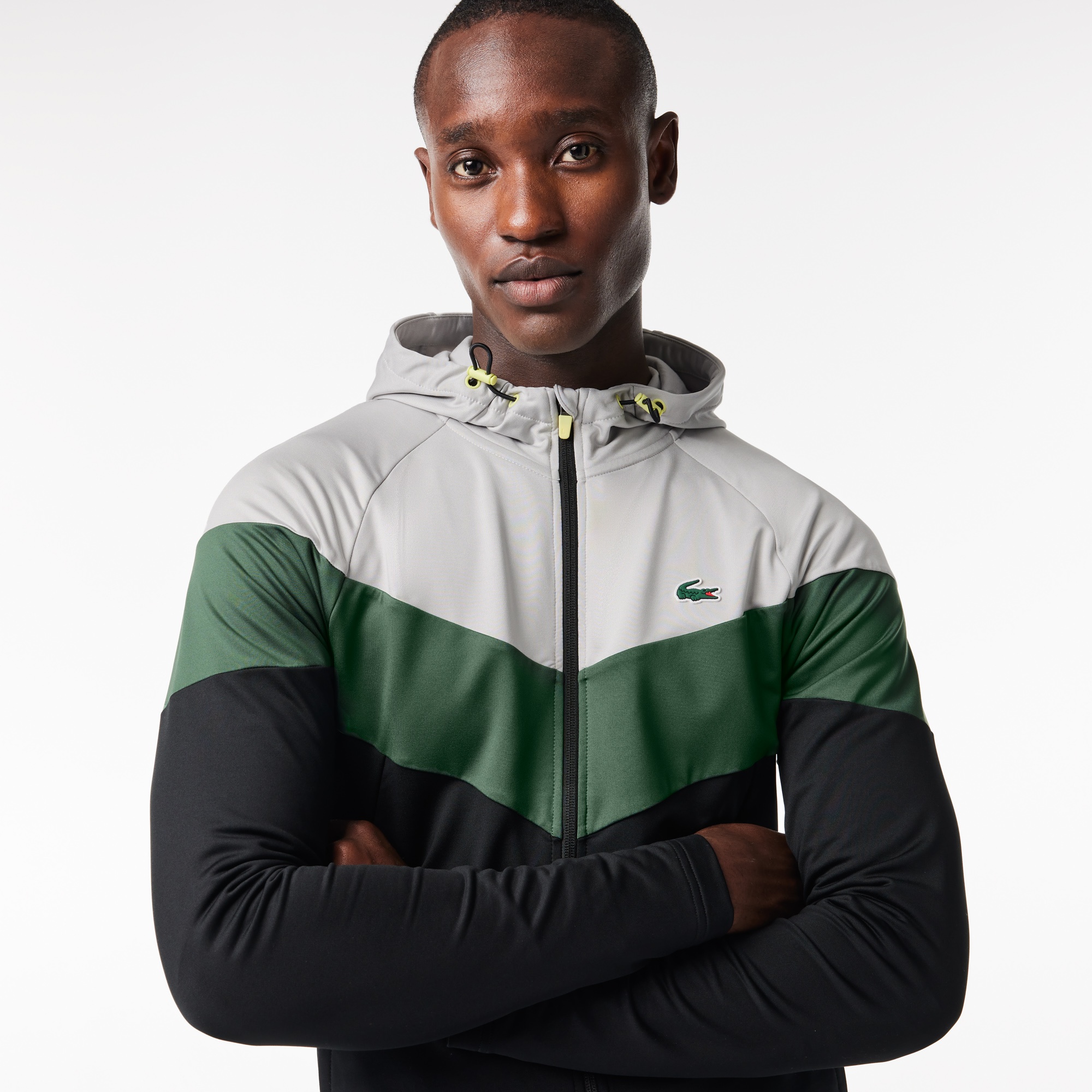 Lacoste Active Erkek Kapüşonlu Renk Bloklu Siyah Sweatshirt SH1088