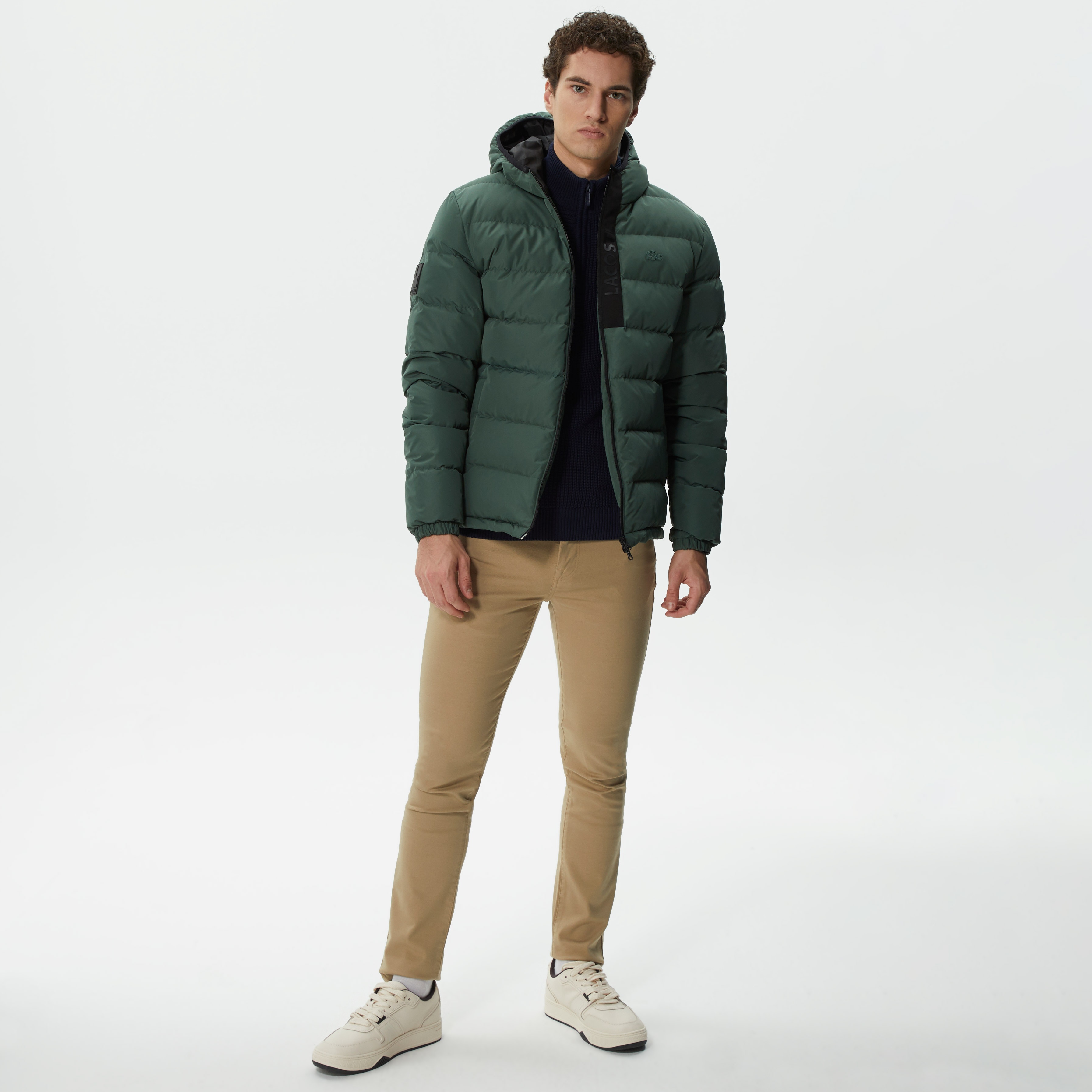 Lacoste Erkek Kapüşonlu Kapitone Haki Mont