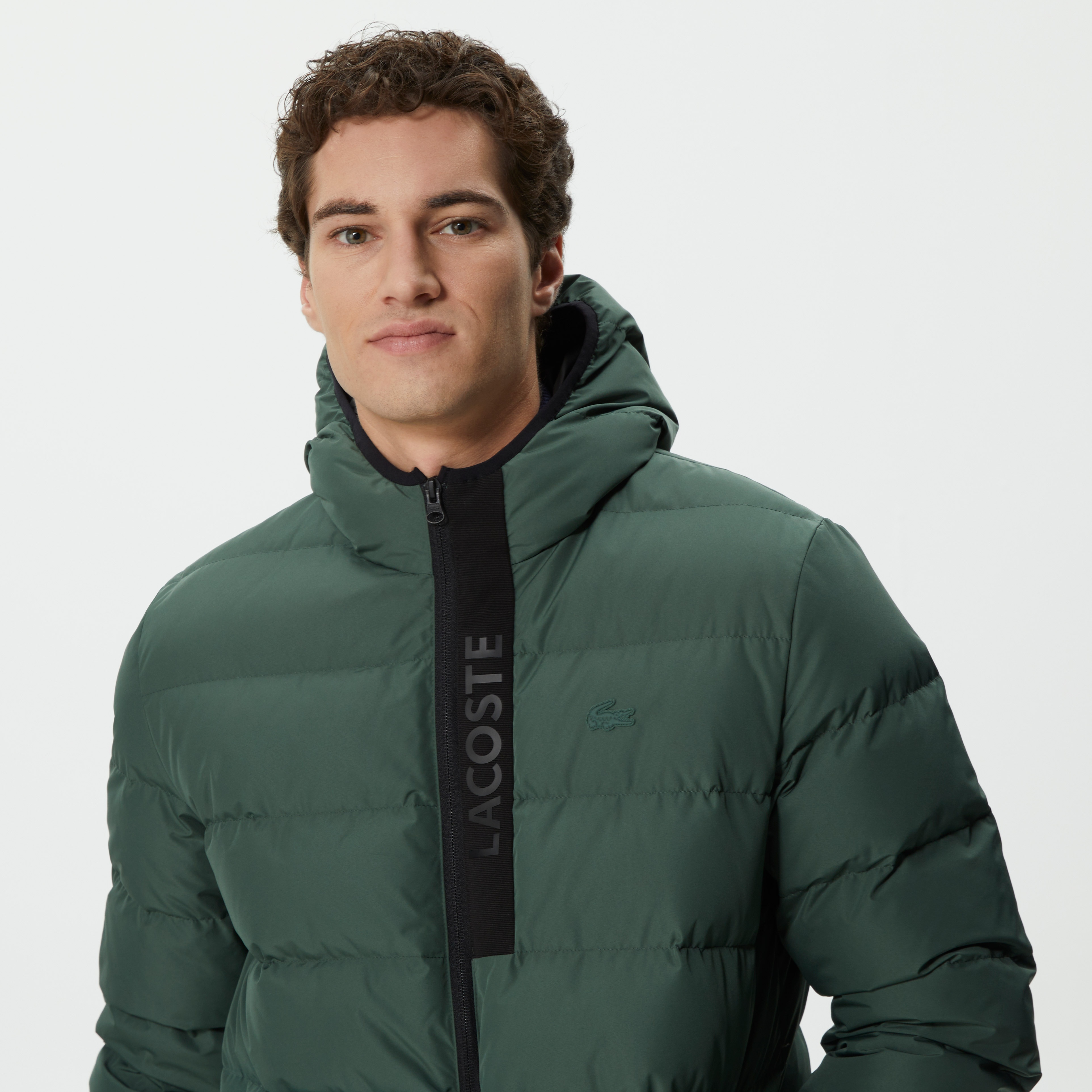 Lacoste Erkek Kapüşonlu Kapitone Haki Mont