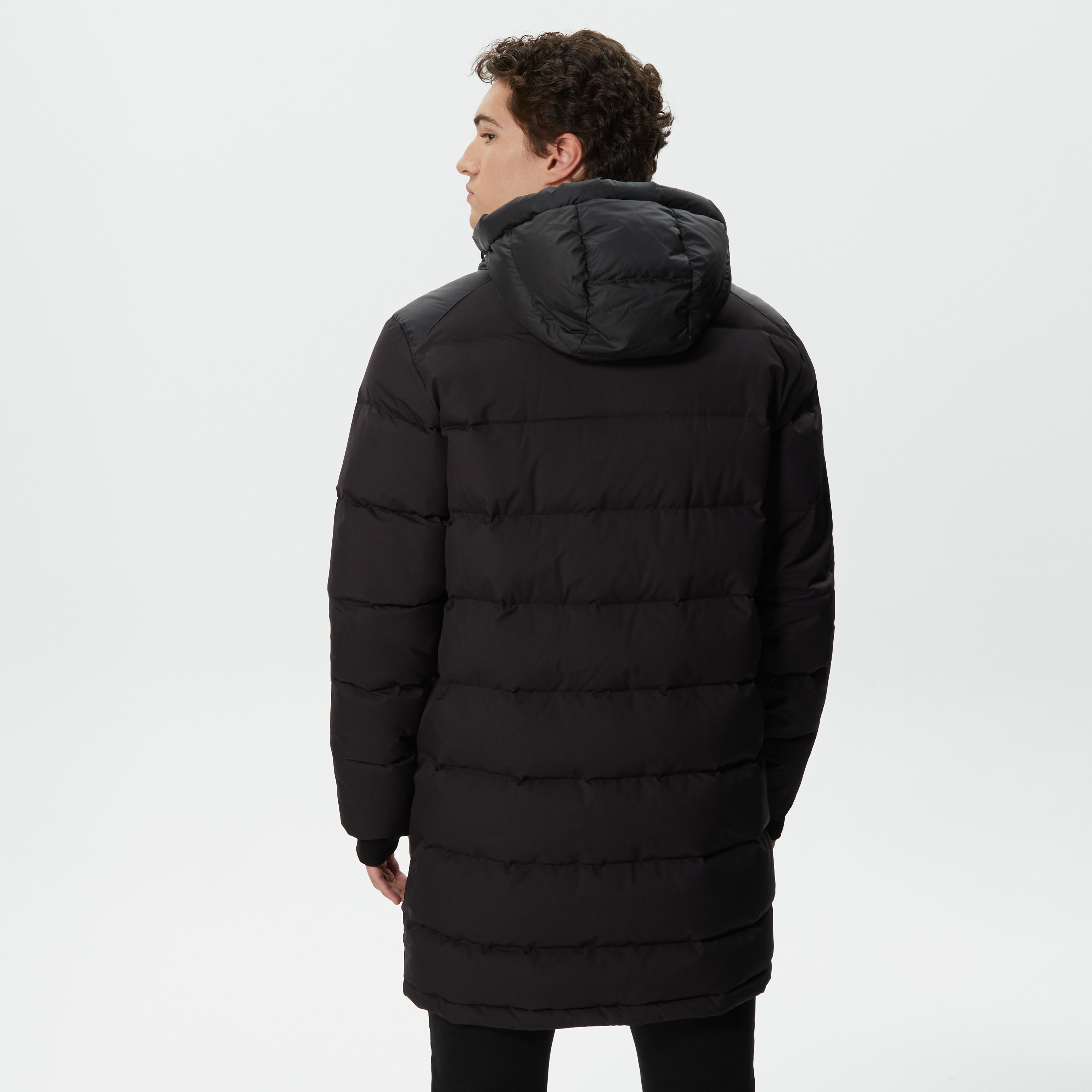 Lacoste Erkek Kapüşonlu Kapitone Siyah Mont