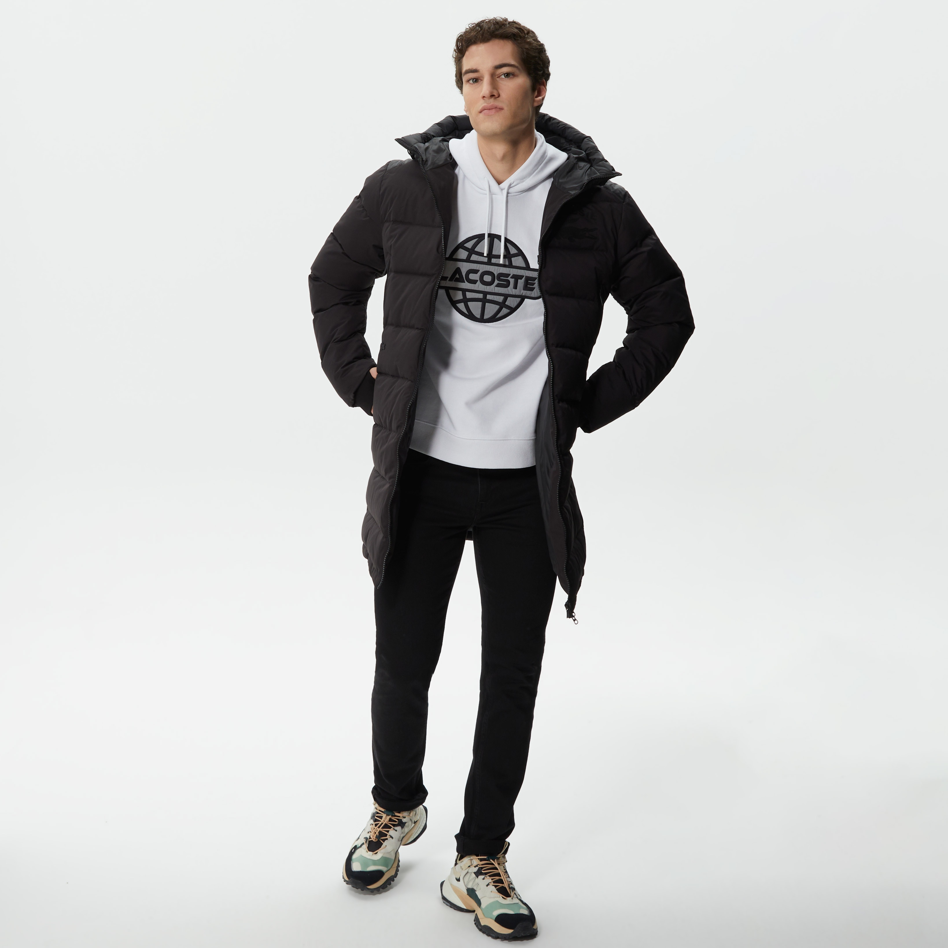 Lacoste Erkek Kapüşonlu Kapitone Siyah Mont