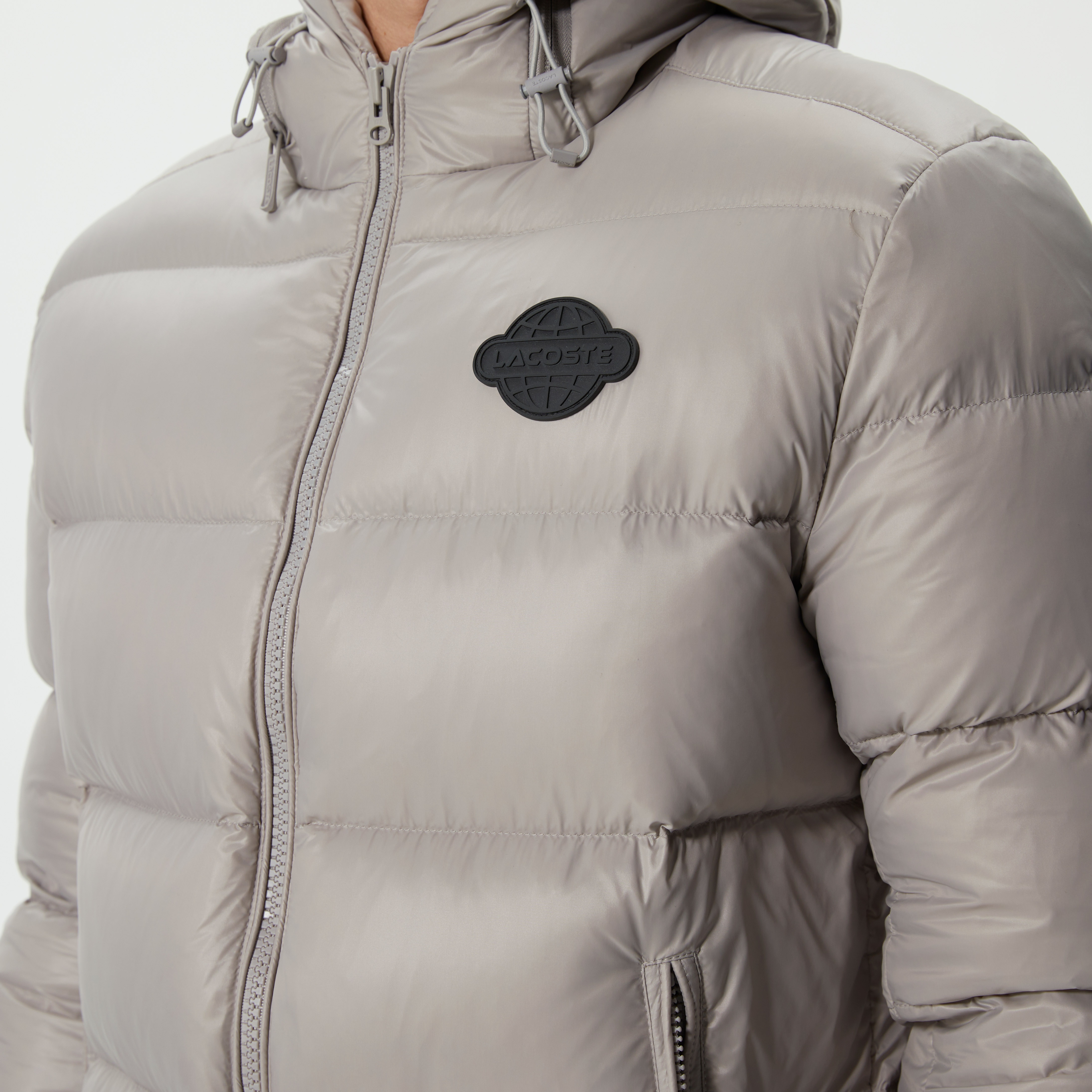 Lacoste Erkek Kapüşonlu Kapitone Gri Mont