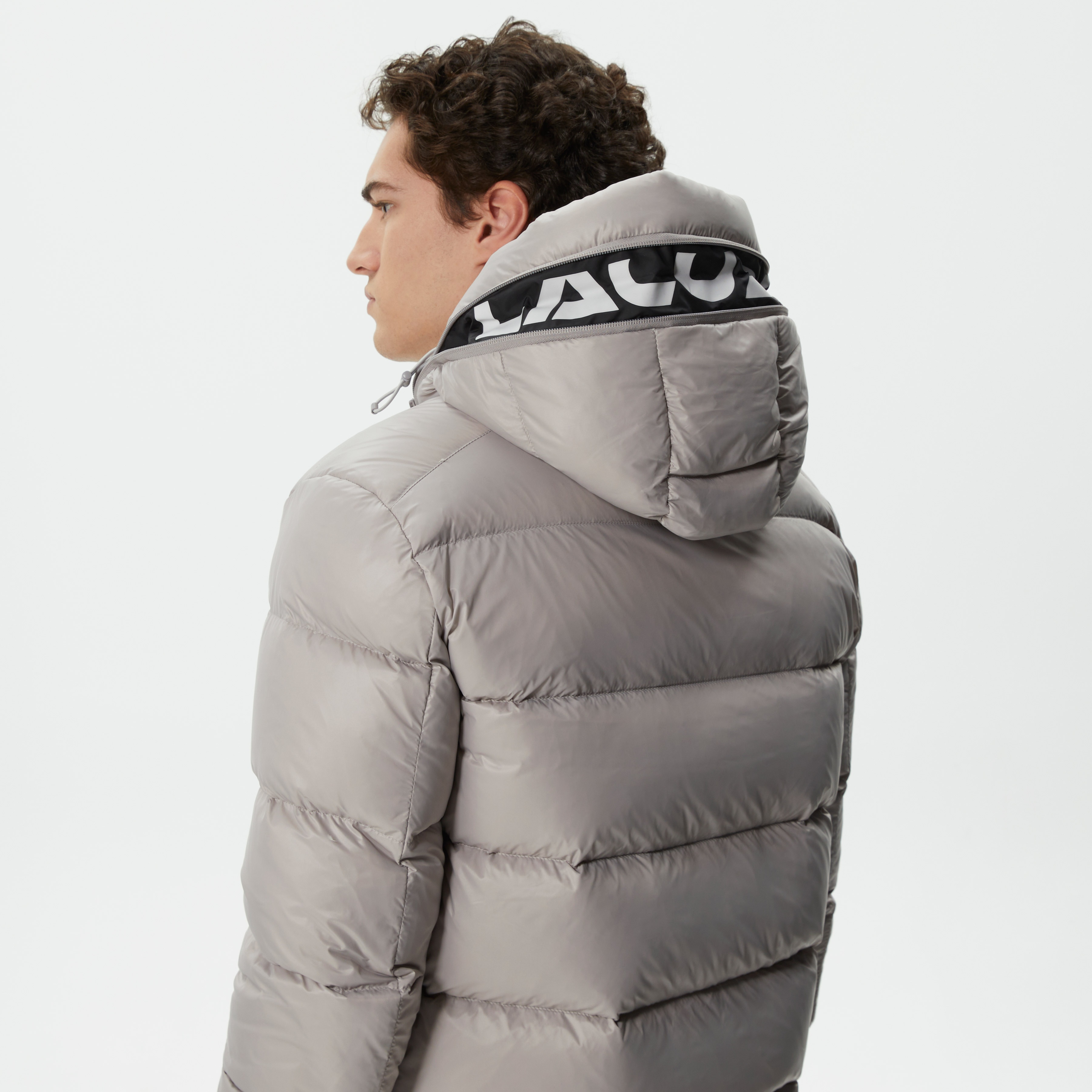 Lacoste Erkek Kapüşonlu Kapitone Gri Mont