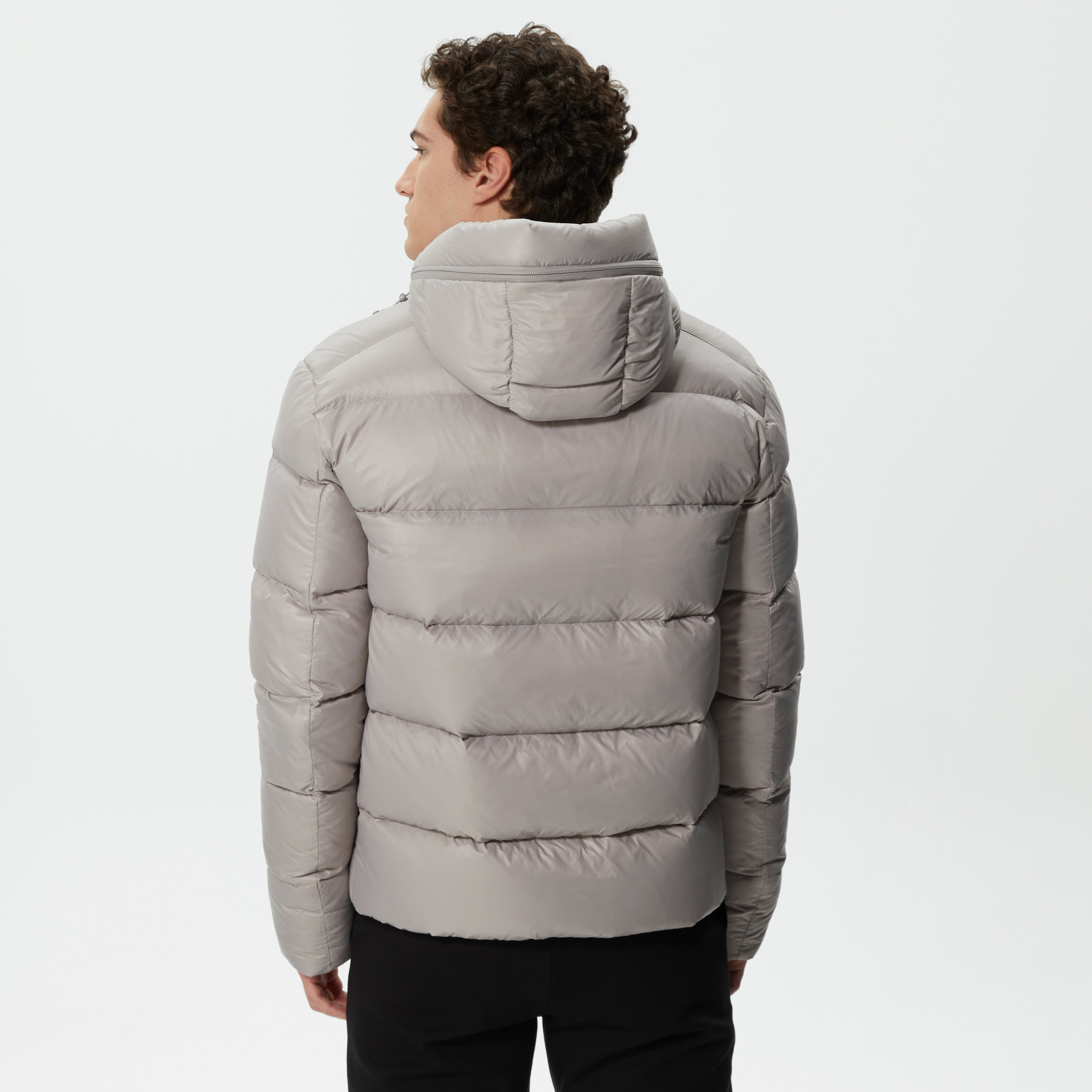 Lacoste Erkek Kapüşonlu Kapitone Gri Mont