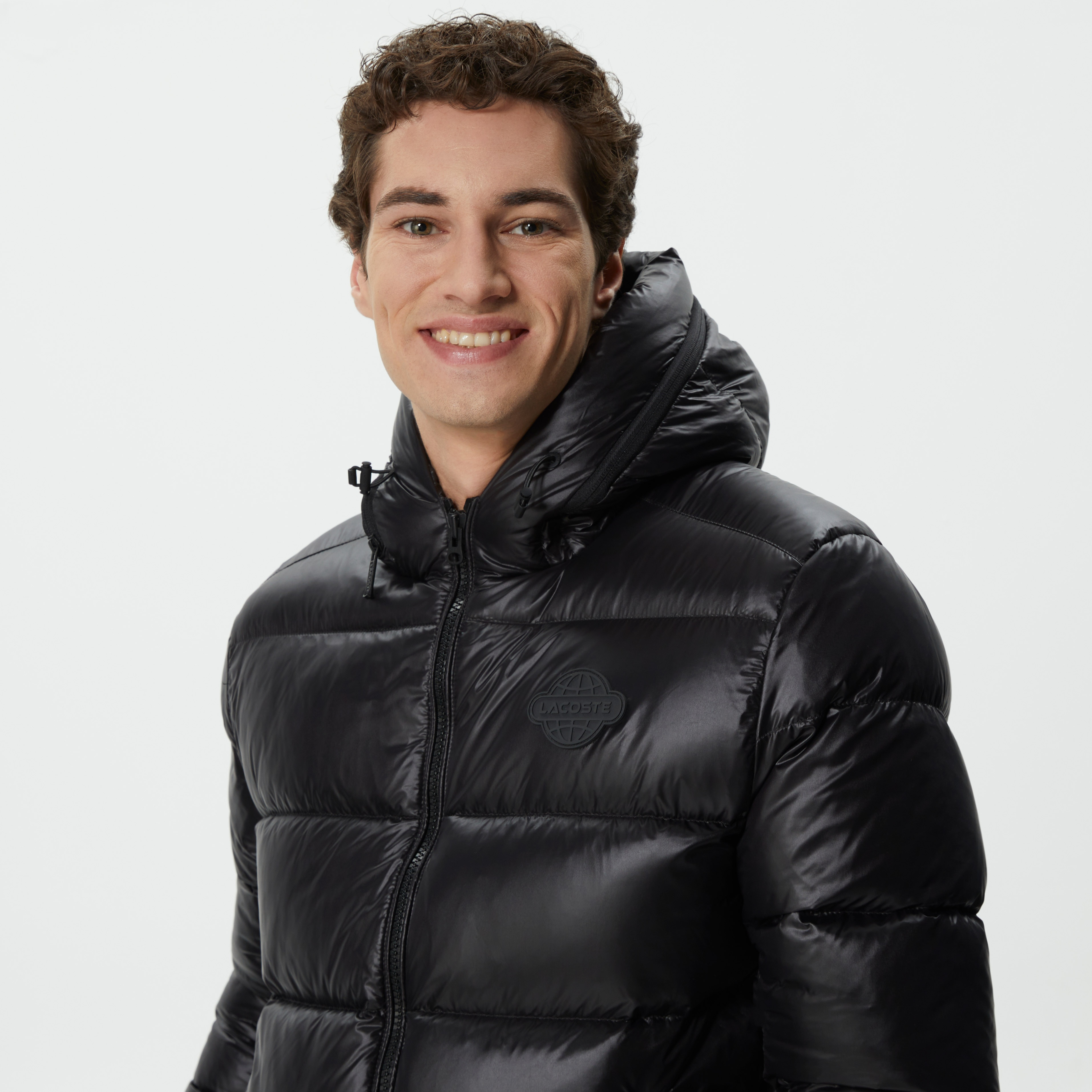 Lacoste Erkek Kapüşonlu Kapitone Siyah Mont