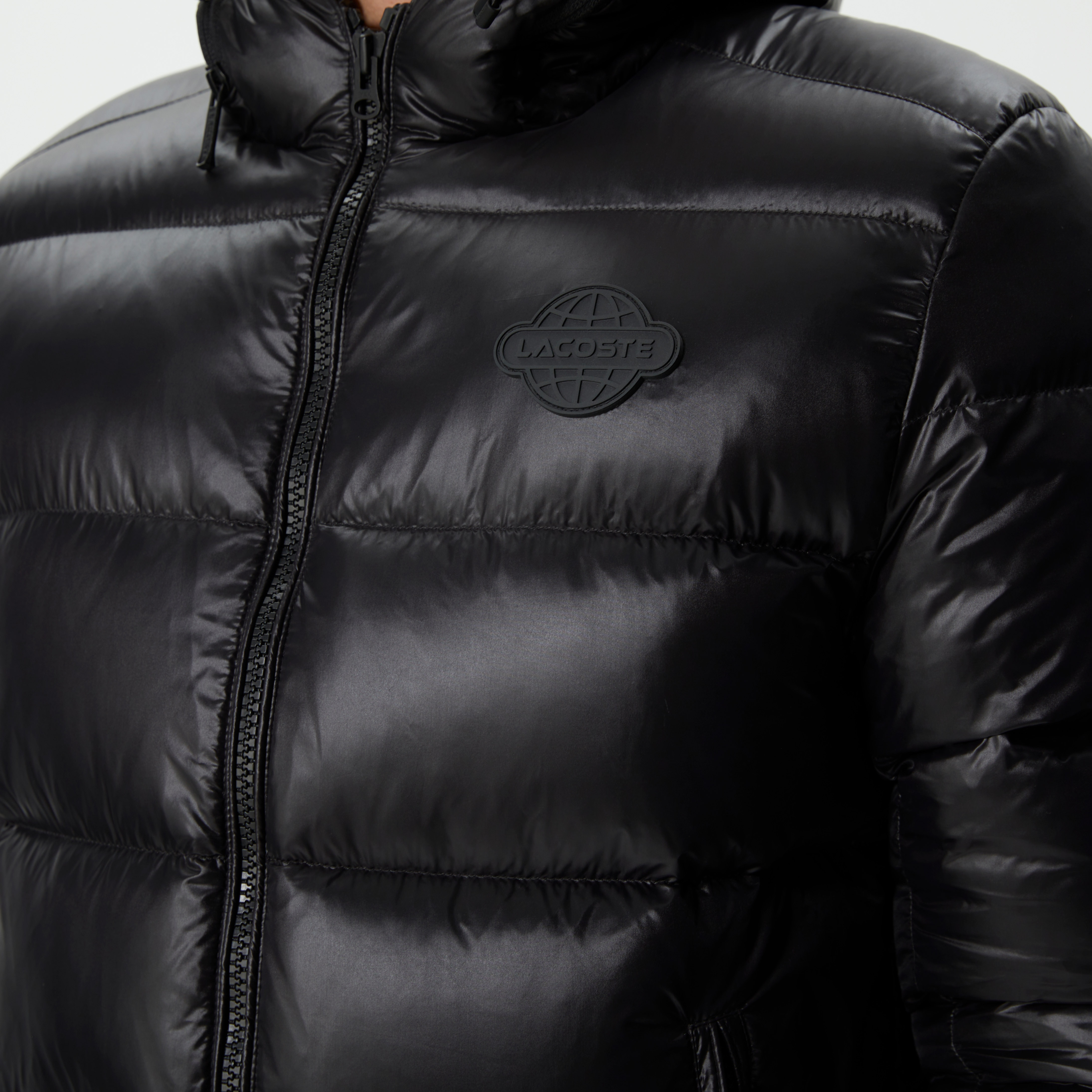 Lacoste Erkek Kapüşonlu Kapitone Siyah Mont