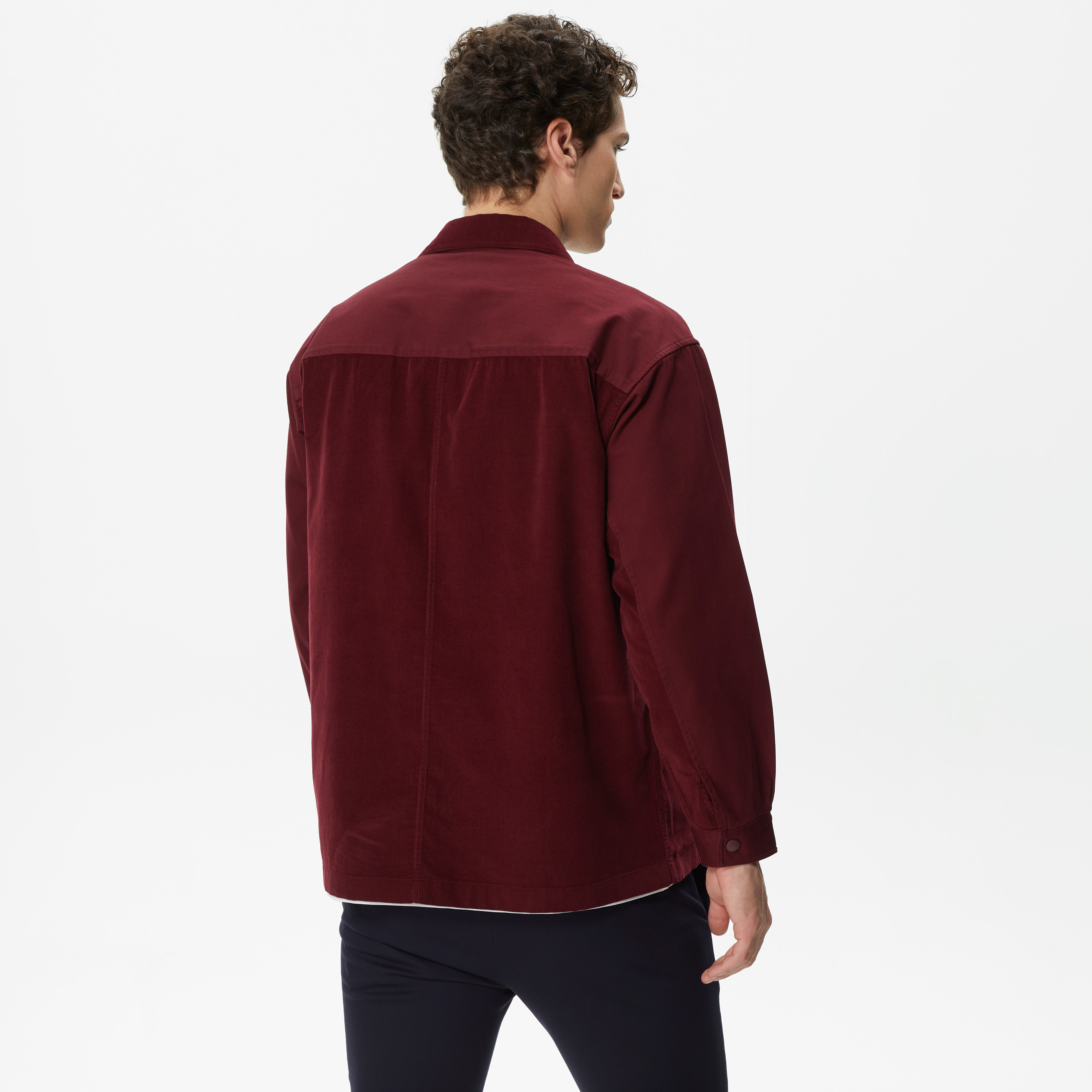 Lacoste Erkek Relaxed Fit Renk Bloklu Bordo Gömlek