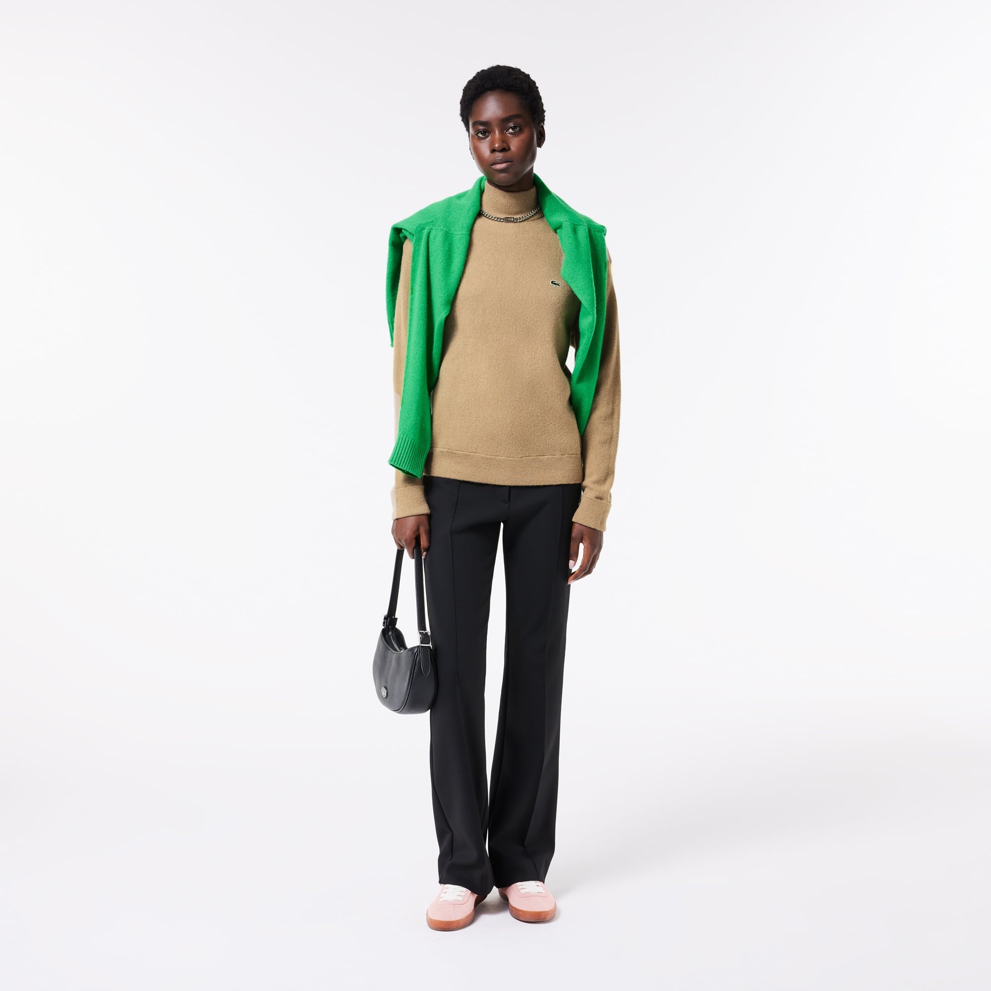 Lacoste Kaşmir Kadın Dik Yaka Kahverengi Kazak