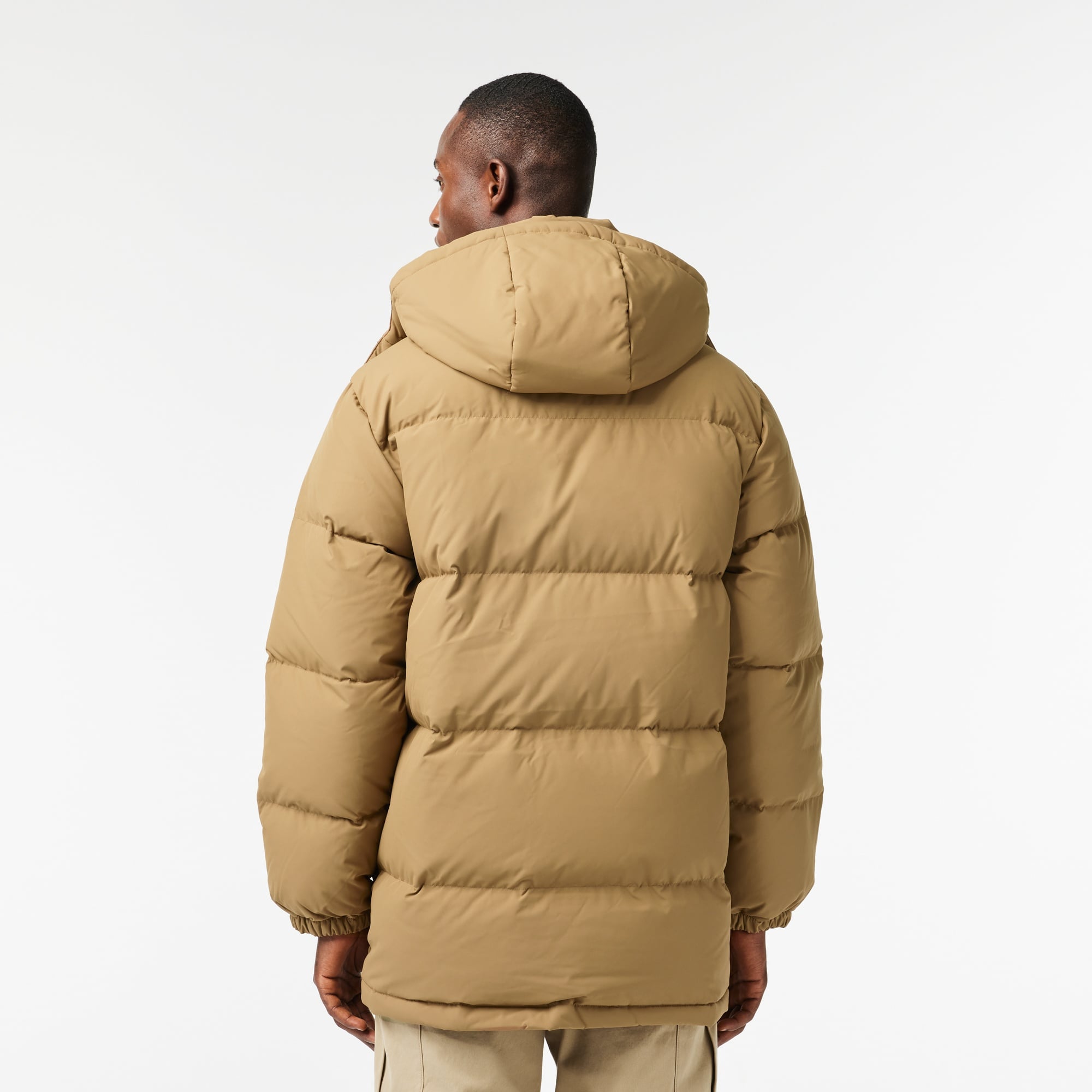 Lacoste Erkek Kapüşonlu Kapitone Kahverengi Mont