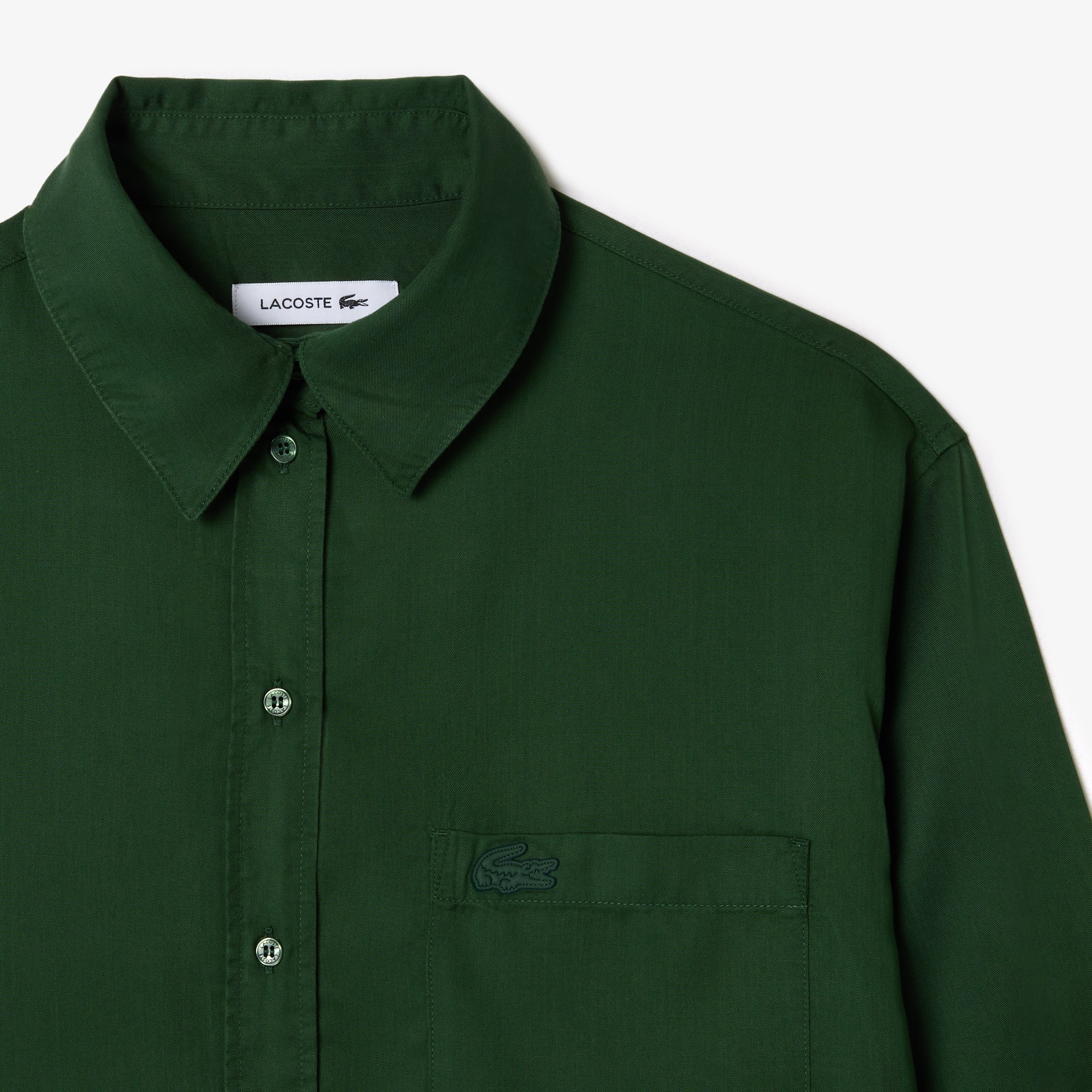 Lacoste Kadın Oversized Uzun Kollu Yeşil Gömlek