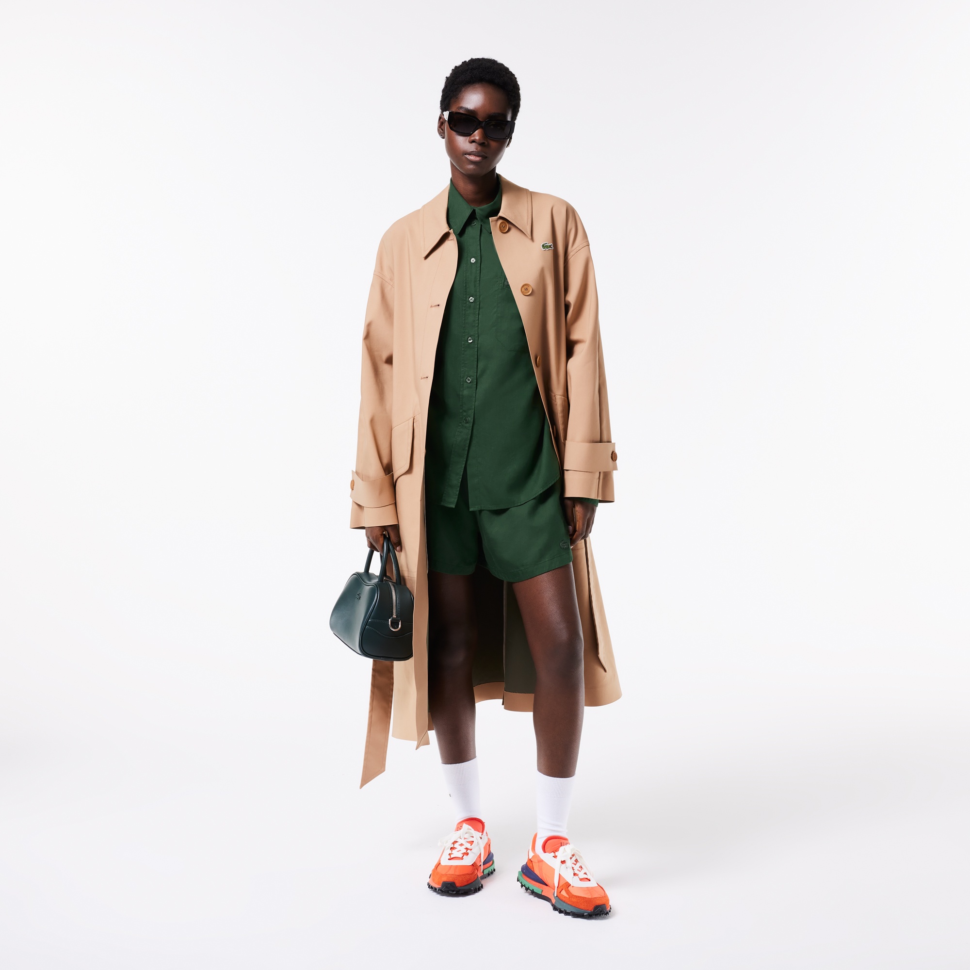 Lacoste Kadın Oversized Uzun Kollu Yeşil Gömlek