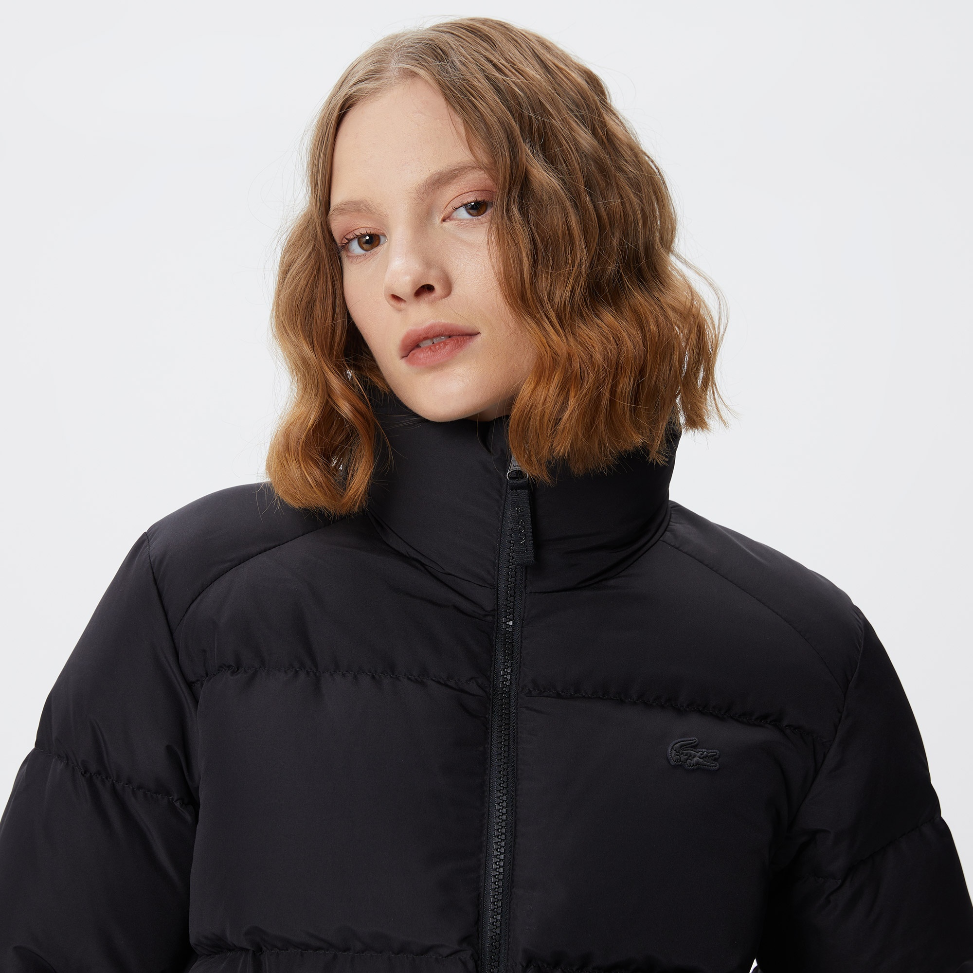 Lacoste Kadın Kapüşonlu Kapitone Siyah Mont