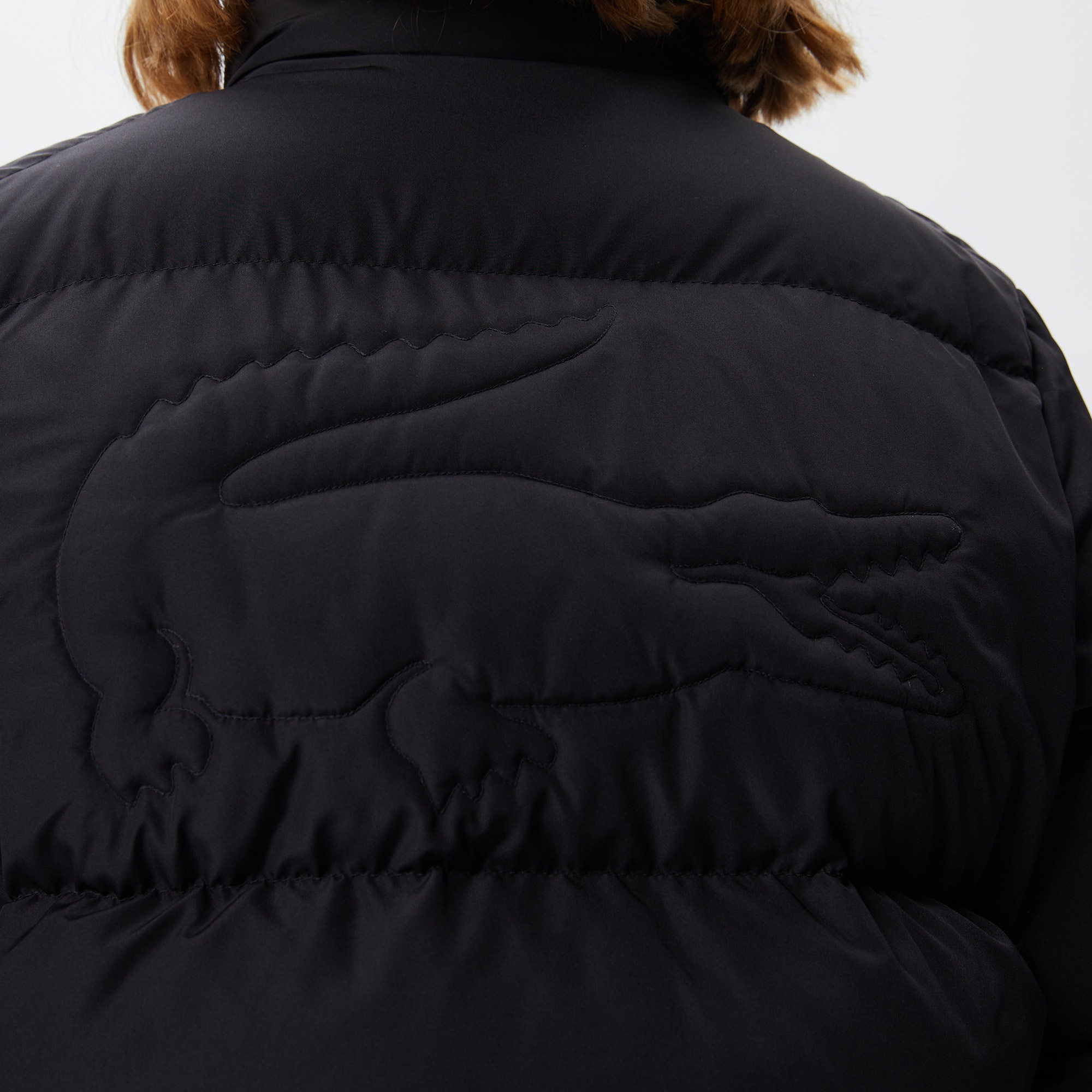 Lacoste Kadın Kapüşonlu Kapitone Siyah Mont