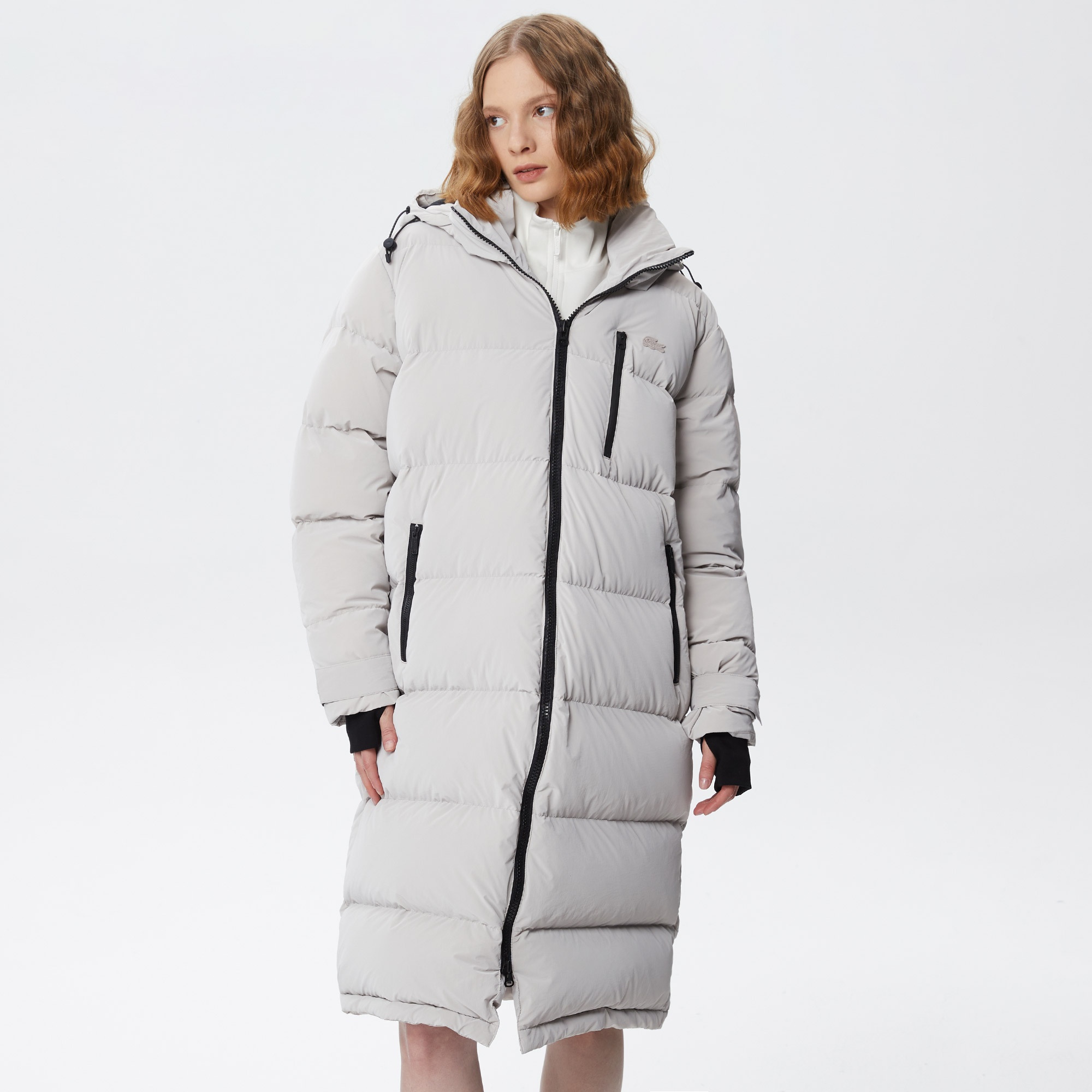 Lacoste Kadın Kapüşonlu Kapitone Gri Mont