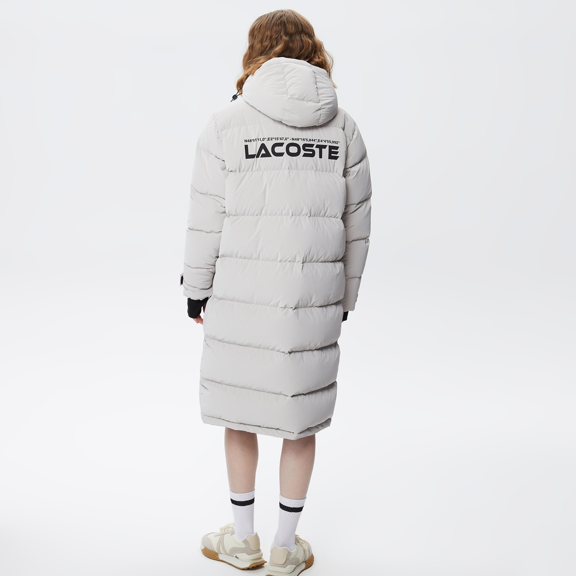 Lacoste Kadın Kapüşonlu Kapitone Gri Mont