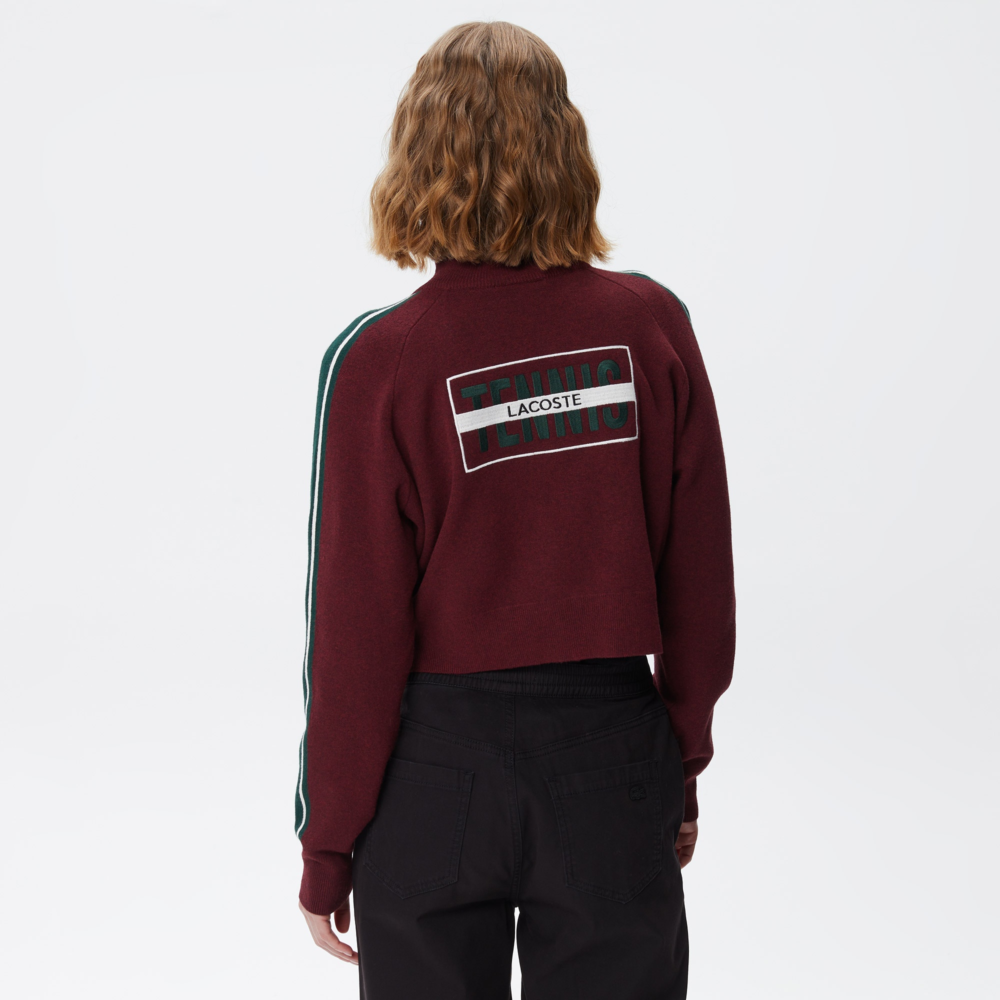 Lacoste Kadın Relaxed Fit Fermuarlı Renk Bloklu Kırmızı Hırka