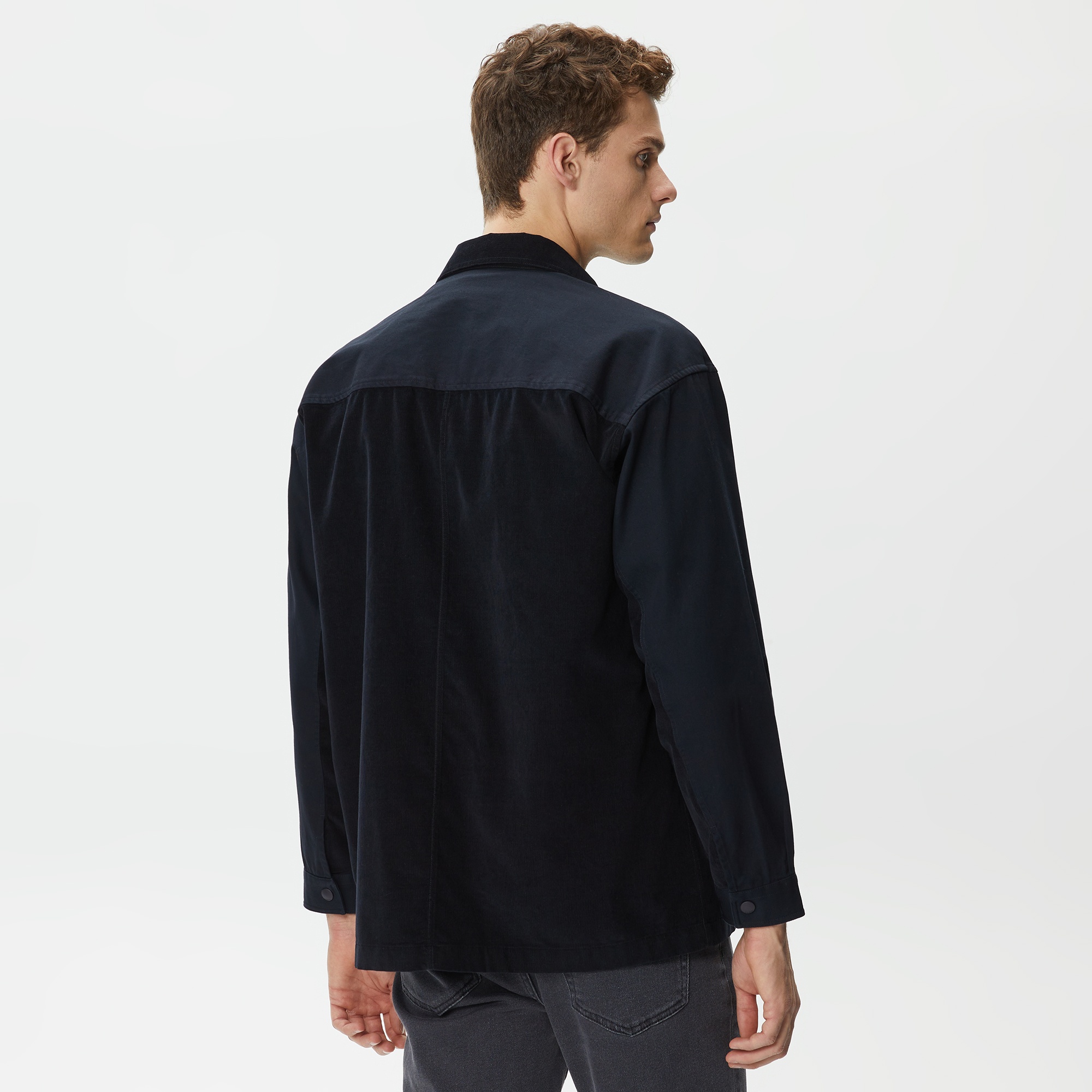 Lacoste Erkek Relaxed Fit Renk Bloklu Lacivert Gömlek