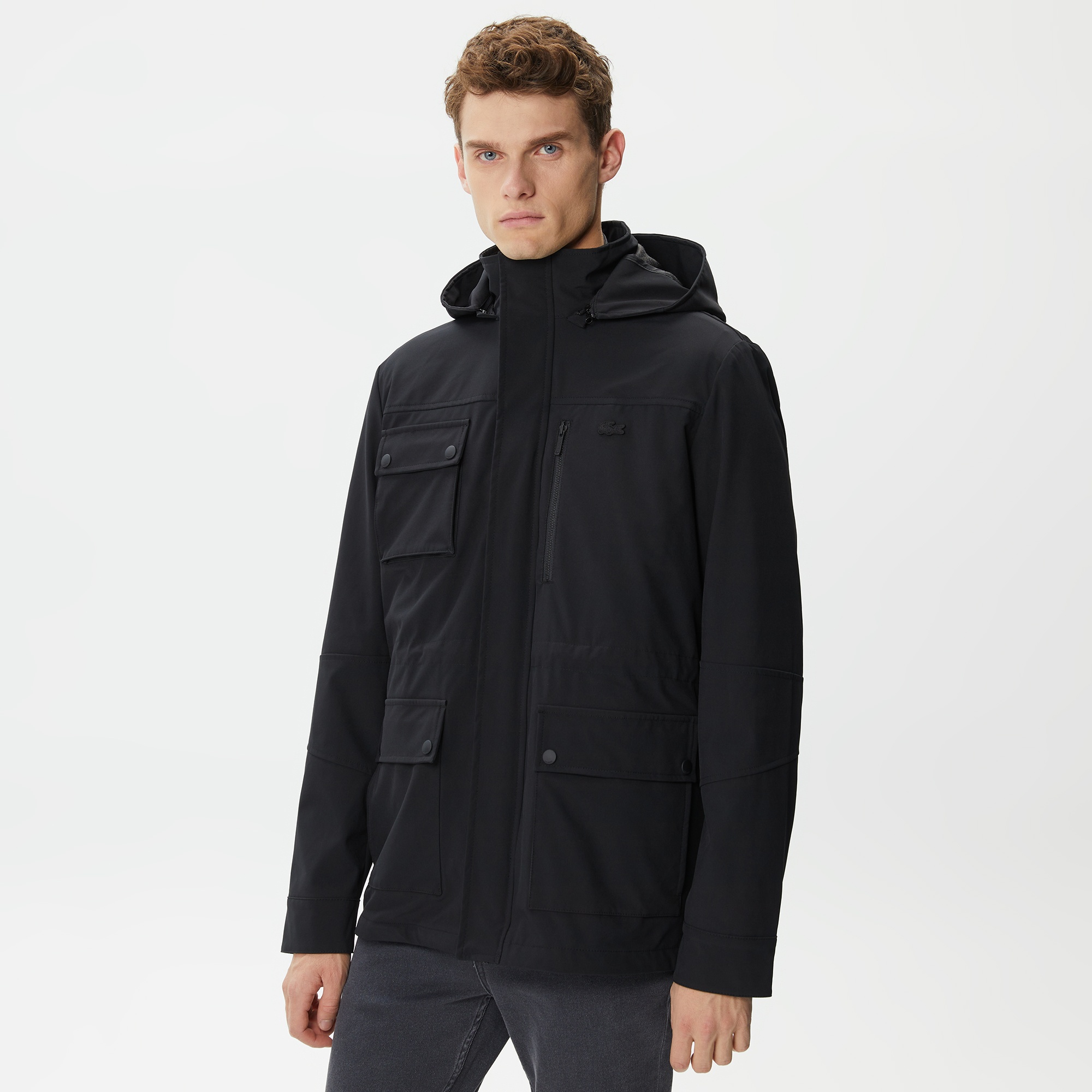 Lacoste Erkek Kapüşonlu Kapitone Siyah Mont