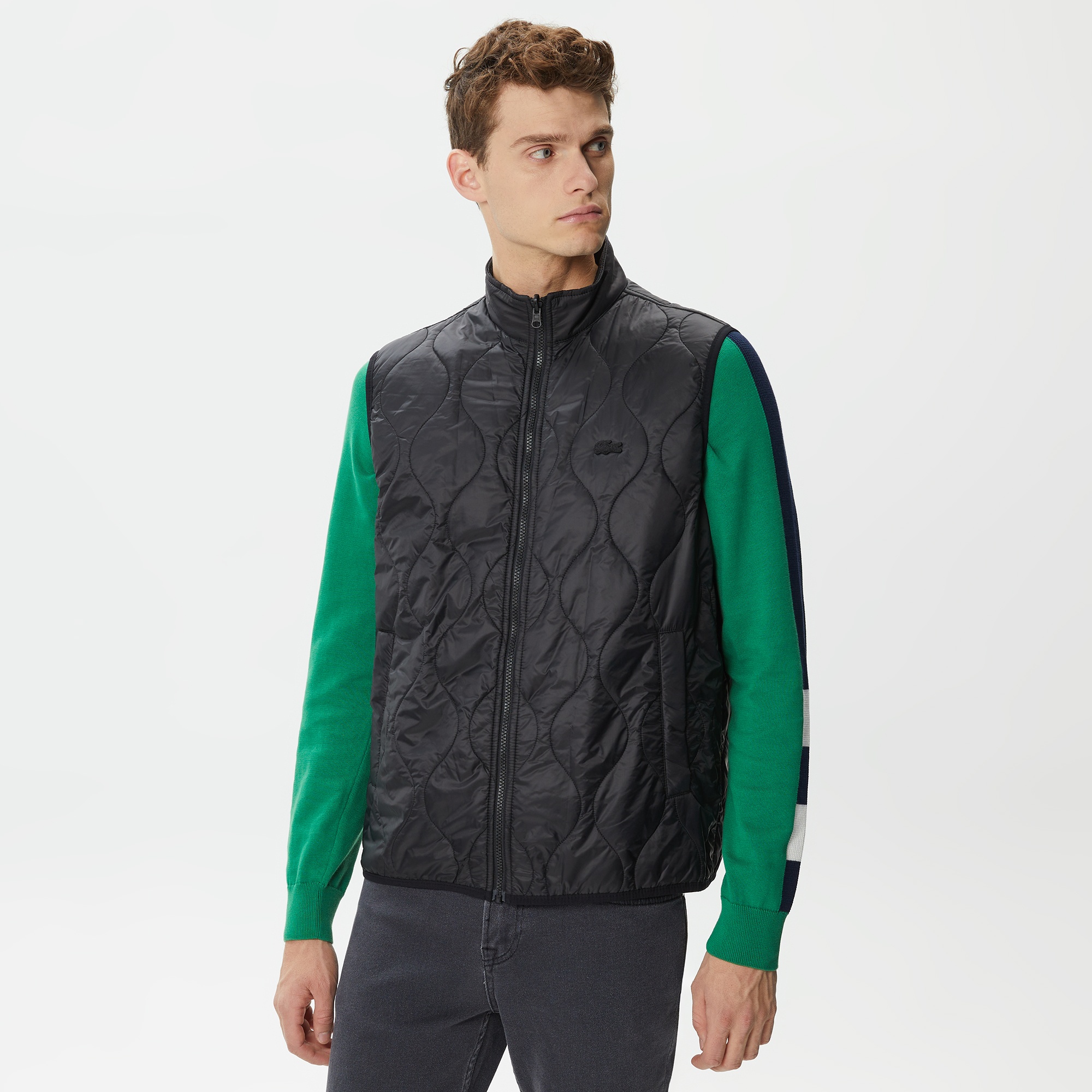 Lacoste Erkek Kapüşonlu Kapitone Siyah Mont