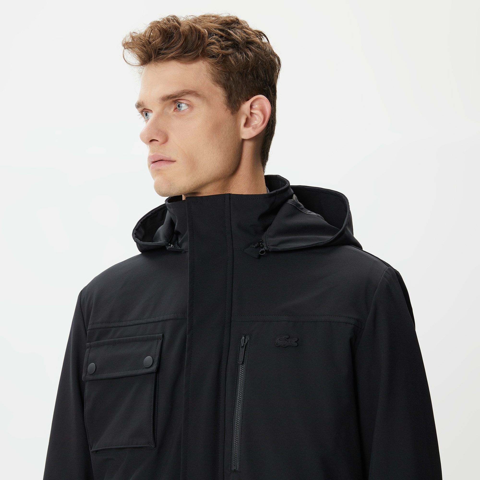 Lacoste Erkek Kapüşonlu Kapitone Siyah Mont