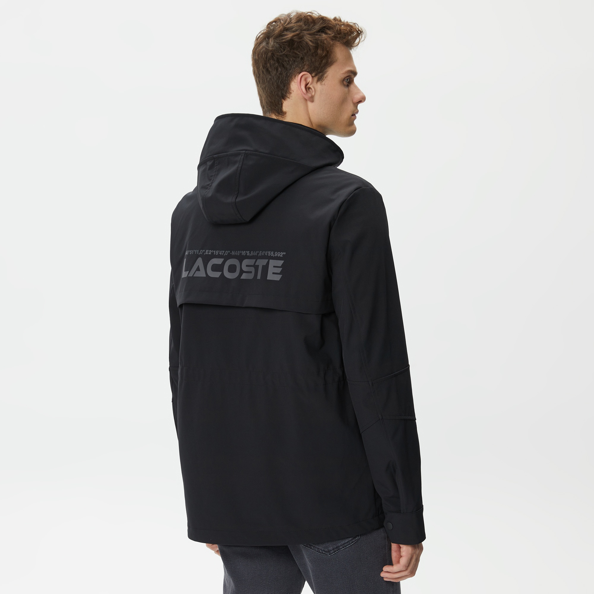 Lacoste Erkek Kapüşonlu Kapitone Siyah Mont