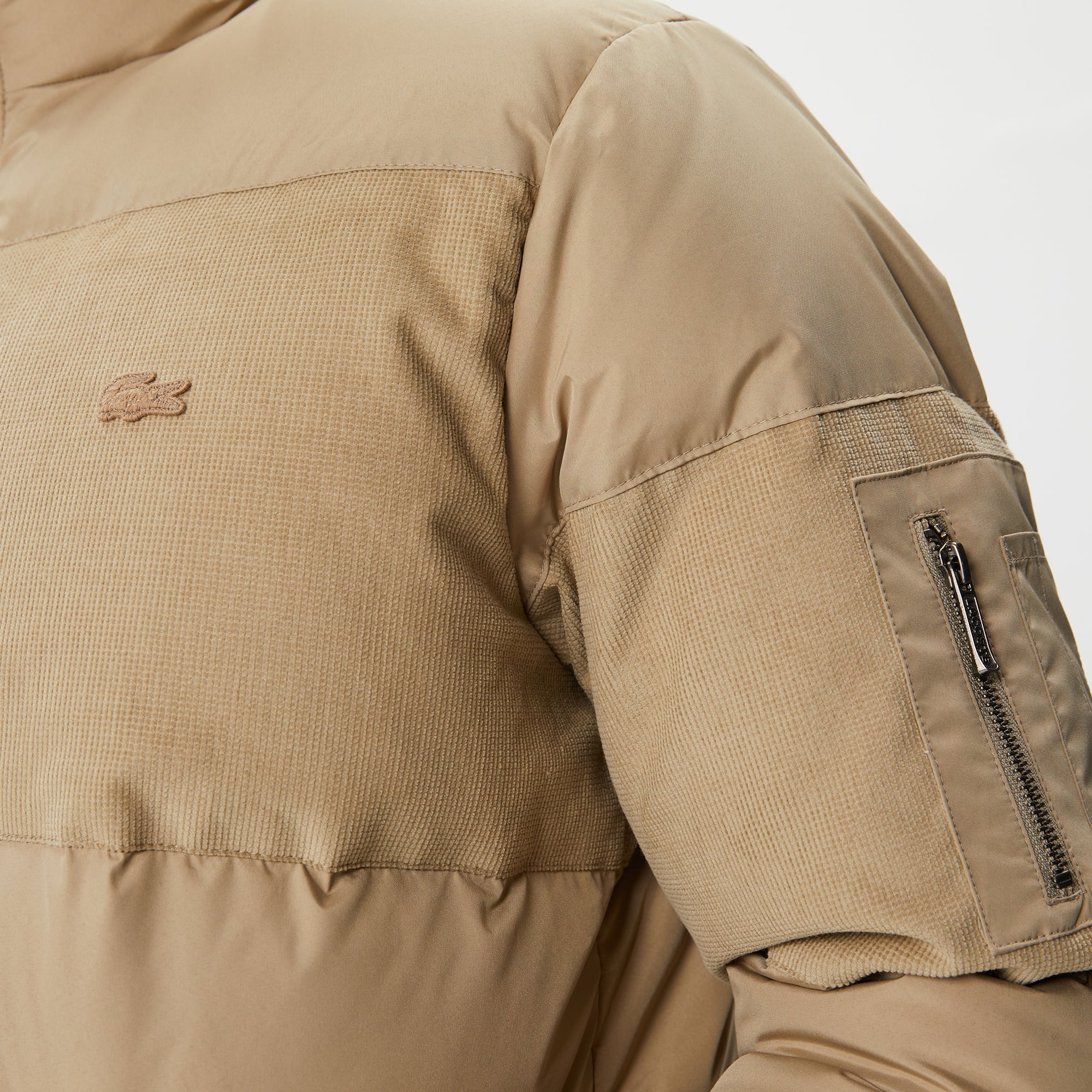 Lacoste Erkek Gömlek Yaka Renk Bloklu Bej Mont