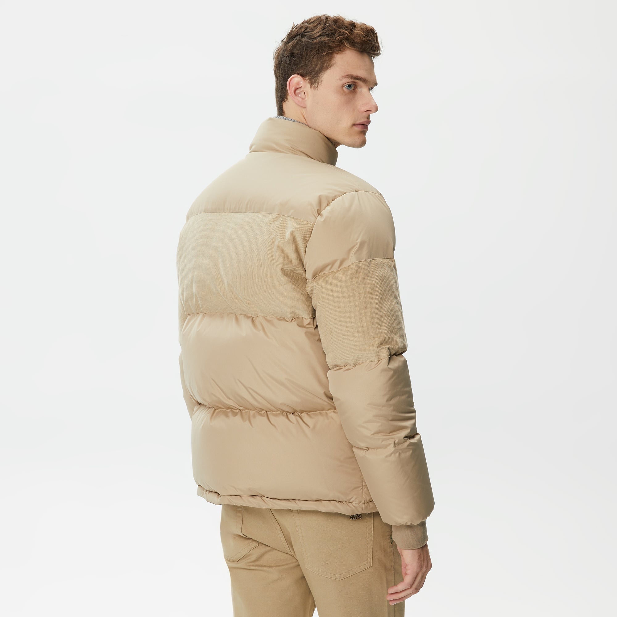 Lacoste Erkek Gömlek Yaka Renk Bloklu Bej Mont