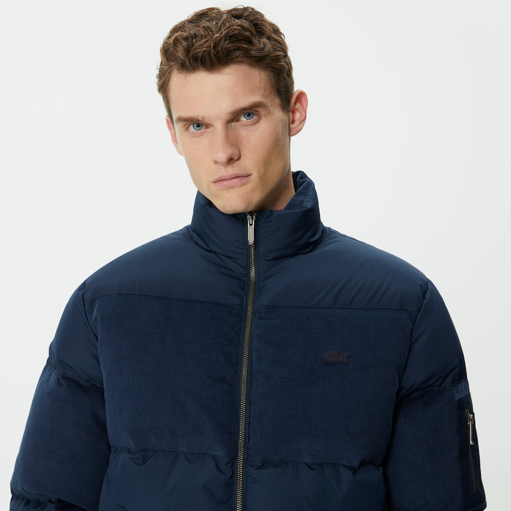 Lacoste Erkek Gömlek Yaka Renk Bloklu Lacivert Mont