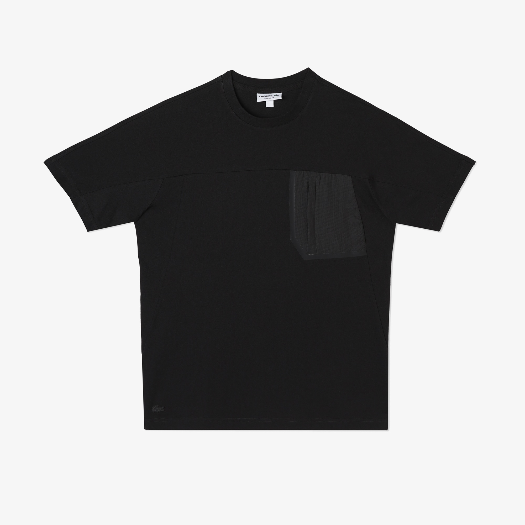 Lacoste Erkek Relaxed Fit Bisiklet Yaka Desenli Siyah T-Shirt