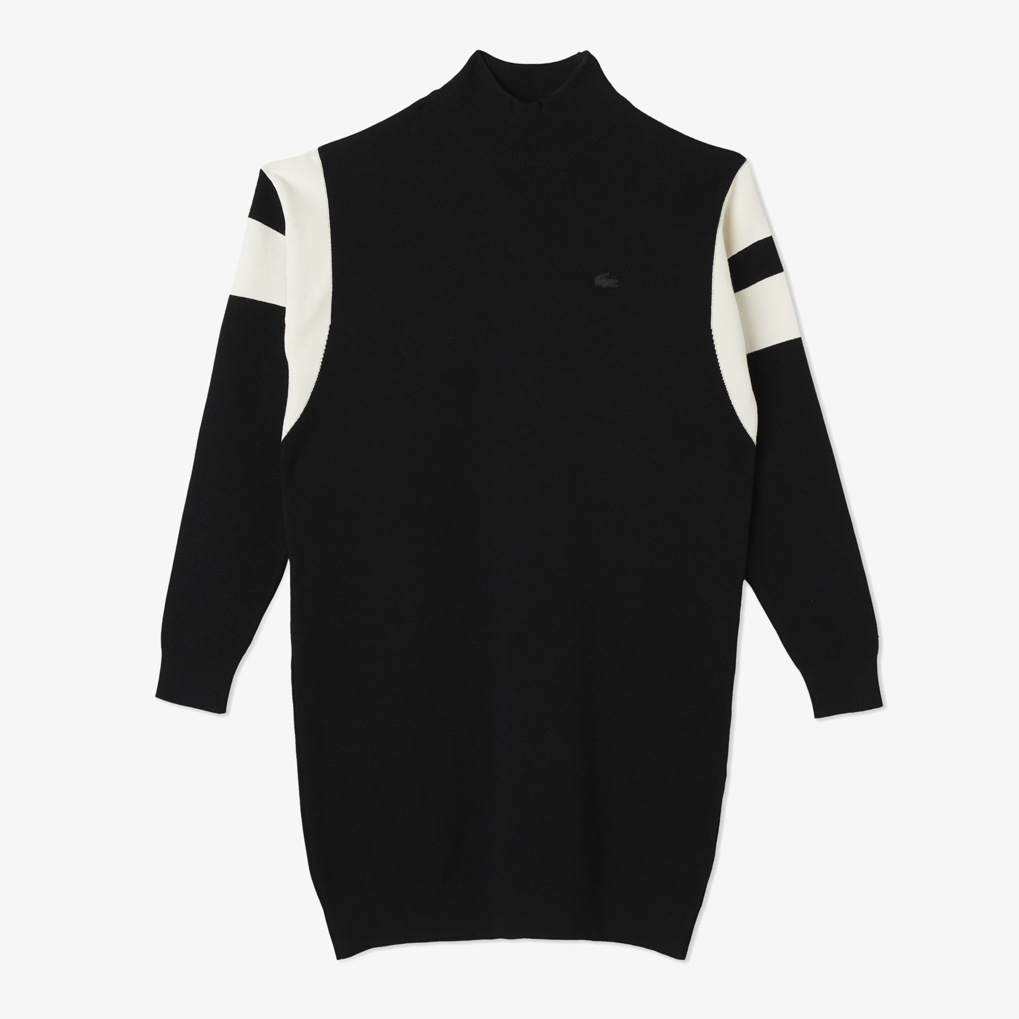 Lacoste Kadın Loose Fit Uzun Kollu Bisiklet Yaka Siyah Elbise