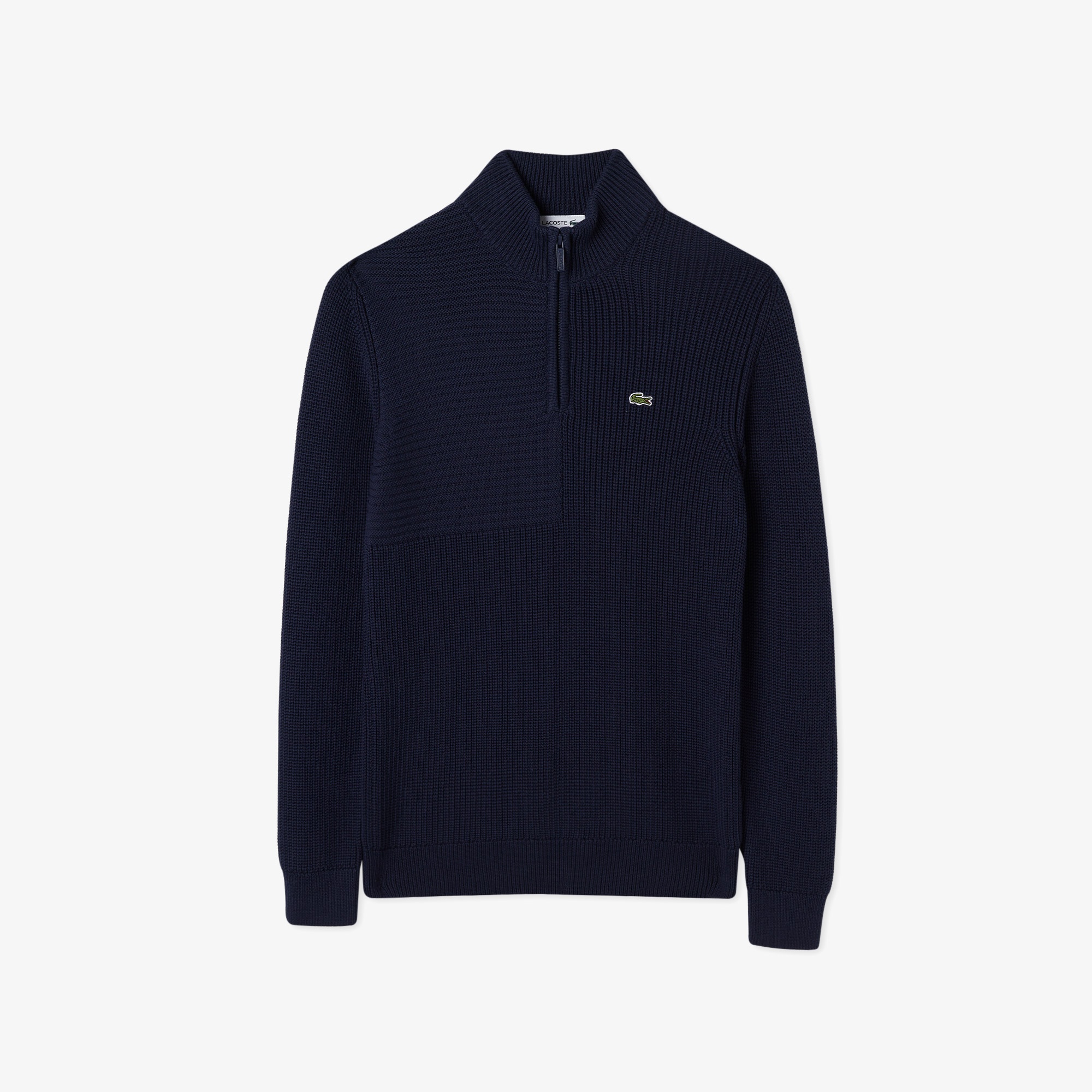 Lacoste Erkek Regular Fit Uzun Kollu Dik Yaka Desenli Lacivert Triko