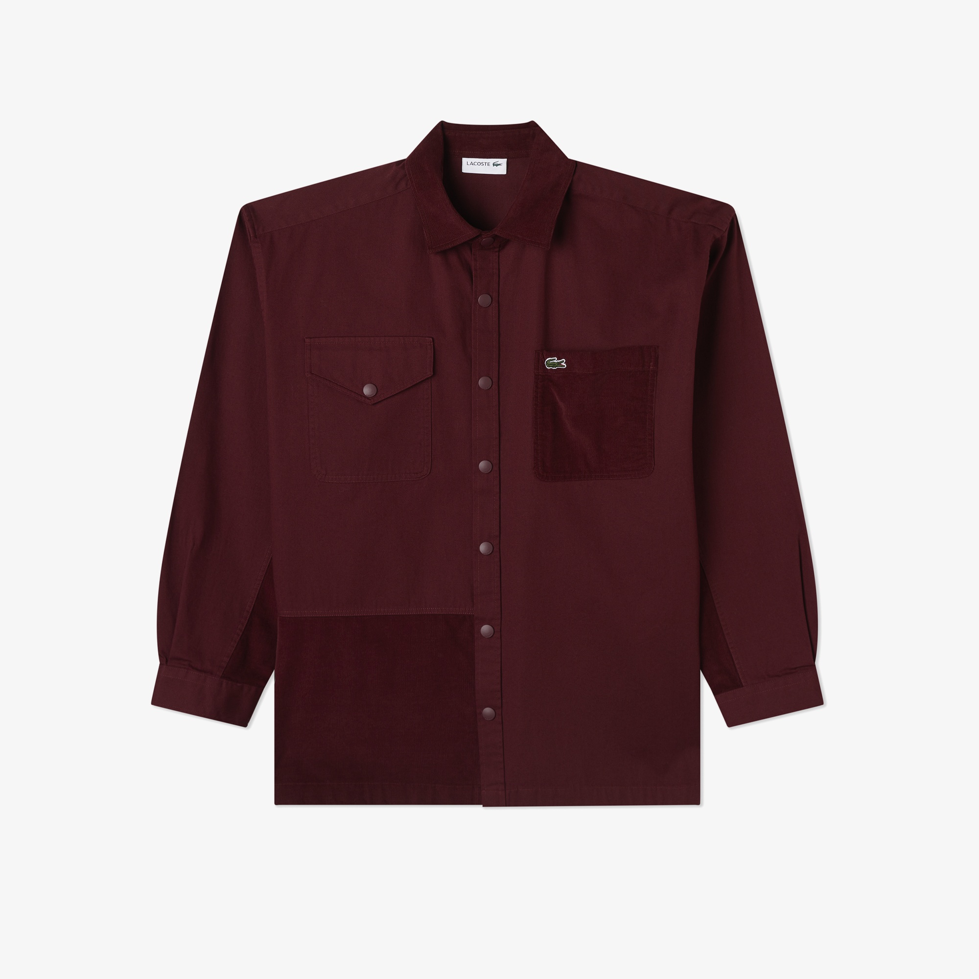 Lacoste Erkek Relaxed Fit Renk Bloklu Bordo Gömlek