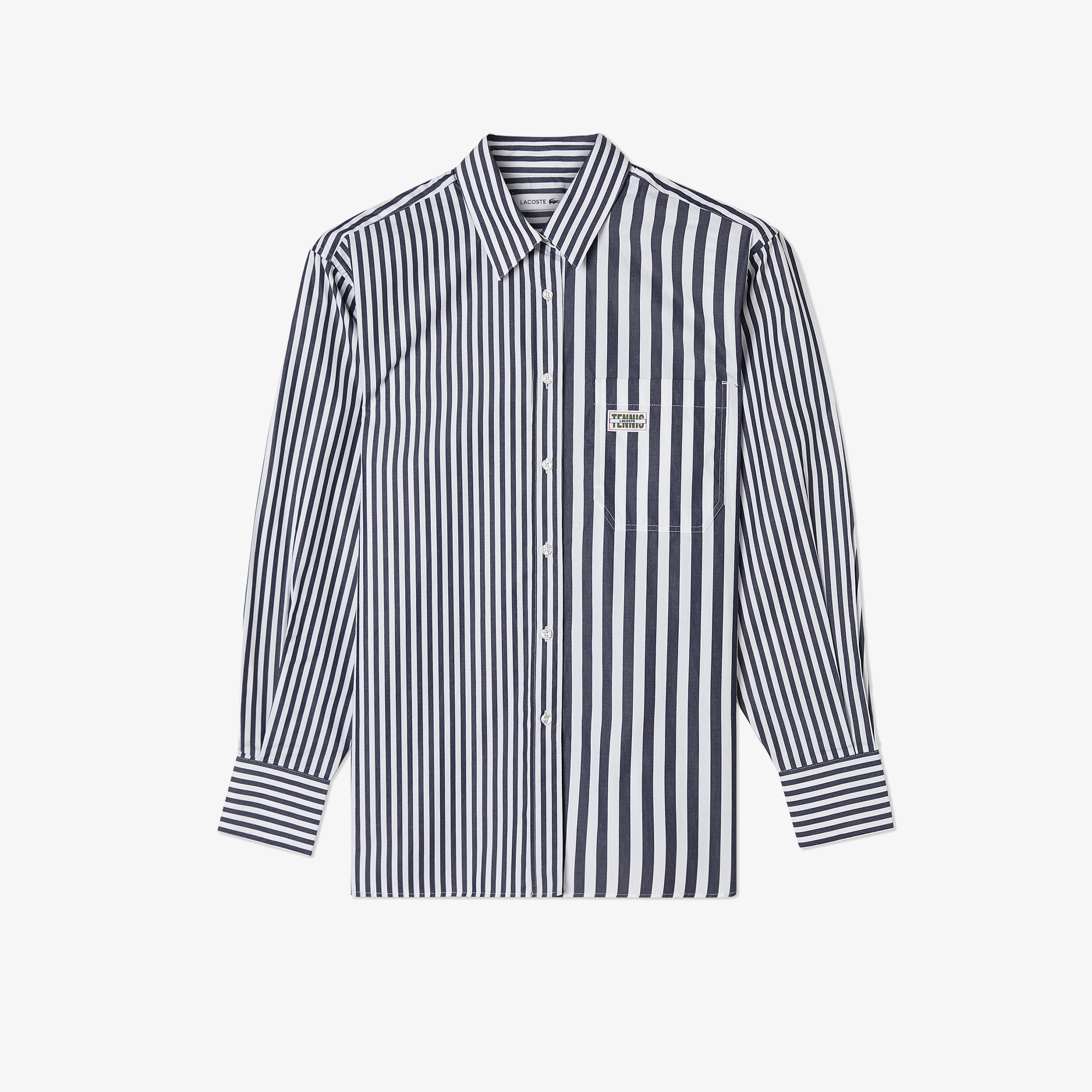 Lacoste Kadın Uzun Kollu Çizgili Beyaz Gömlek