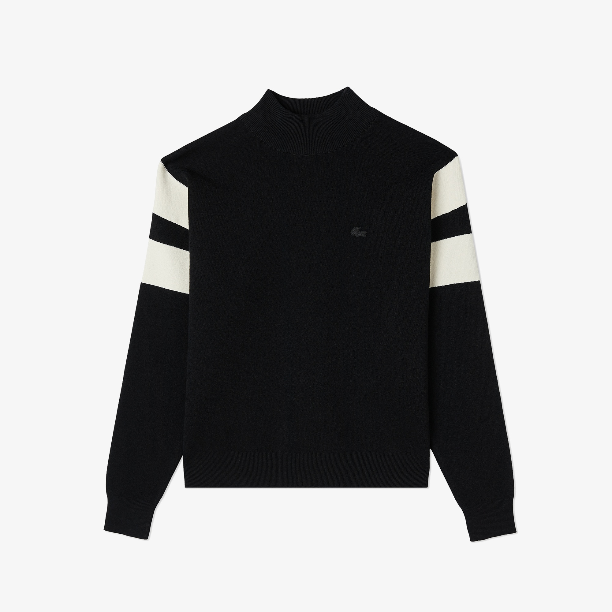 Lacoste Kadın Relaxed Fit Bisiklet Yaka Renk Bloklu Siyah Kazak