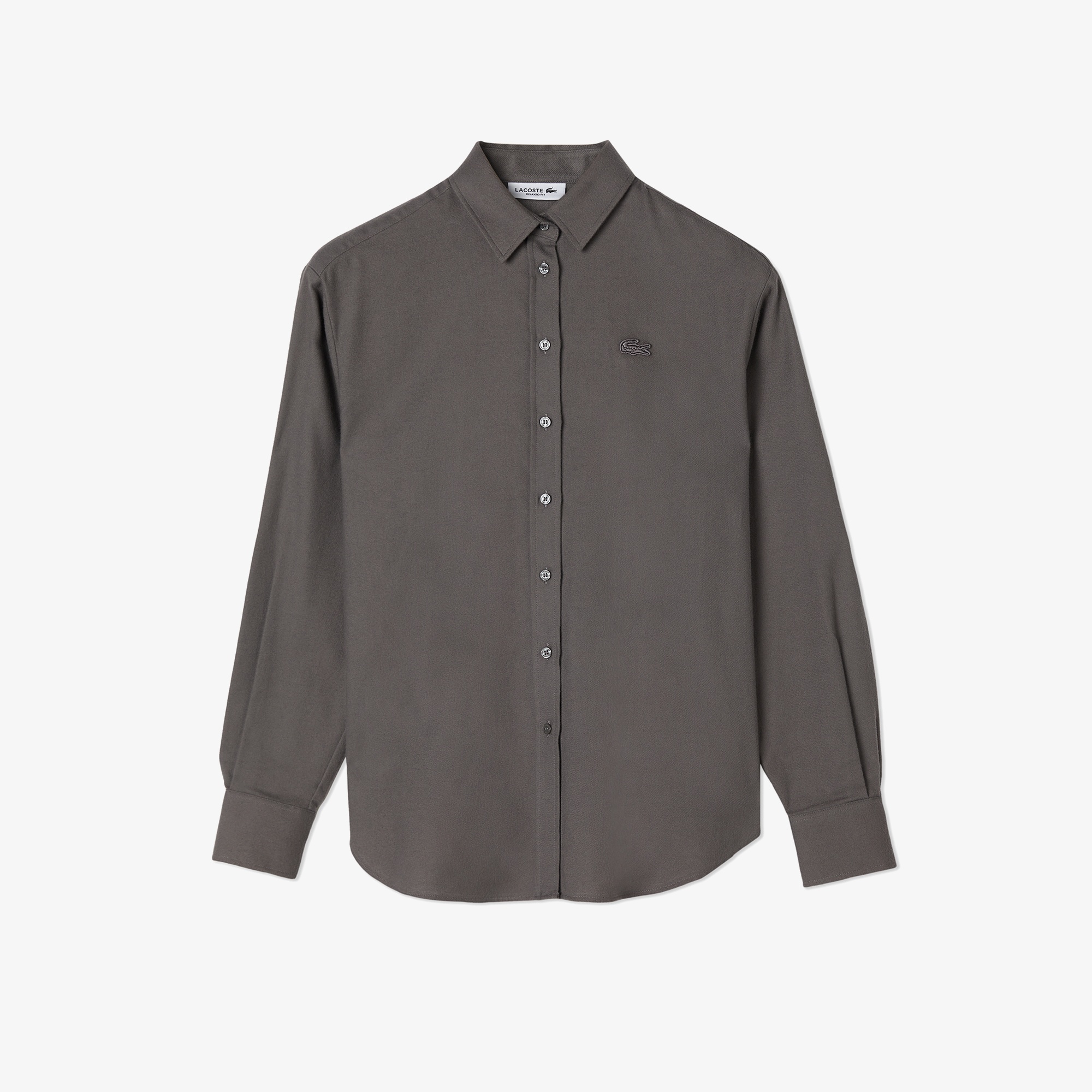 Lacoste Kadın Relaxed Fit Uzun Kollu Gri Gömlek