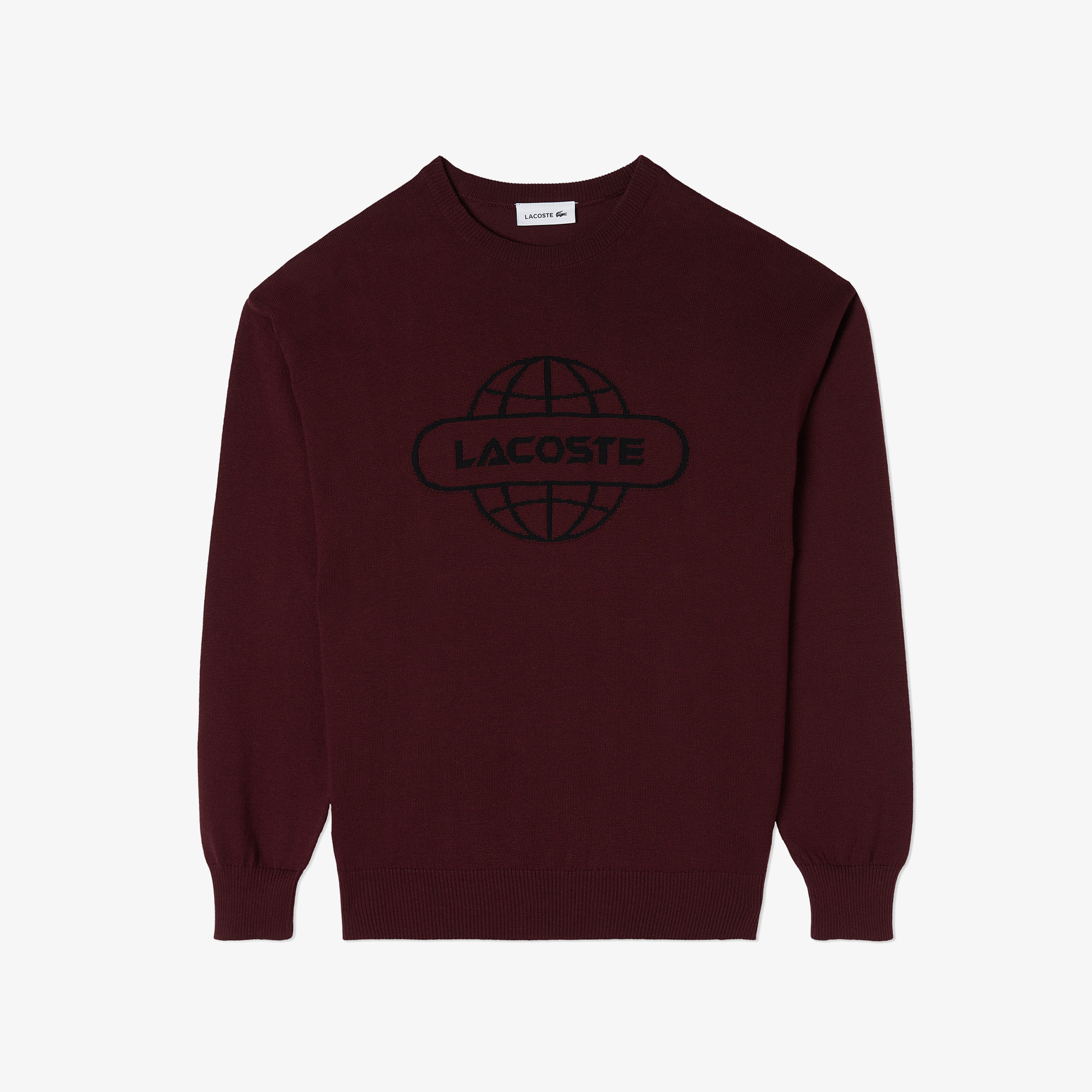 Lacoste Kadın Regular Fit Bisiklet Yaka Baskılı Kırmızı Kazak