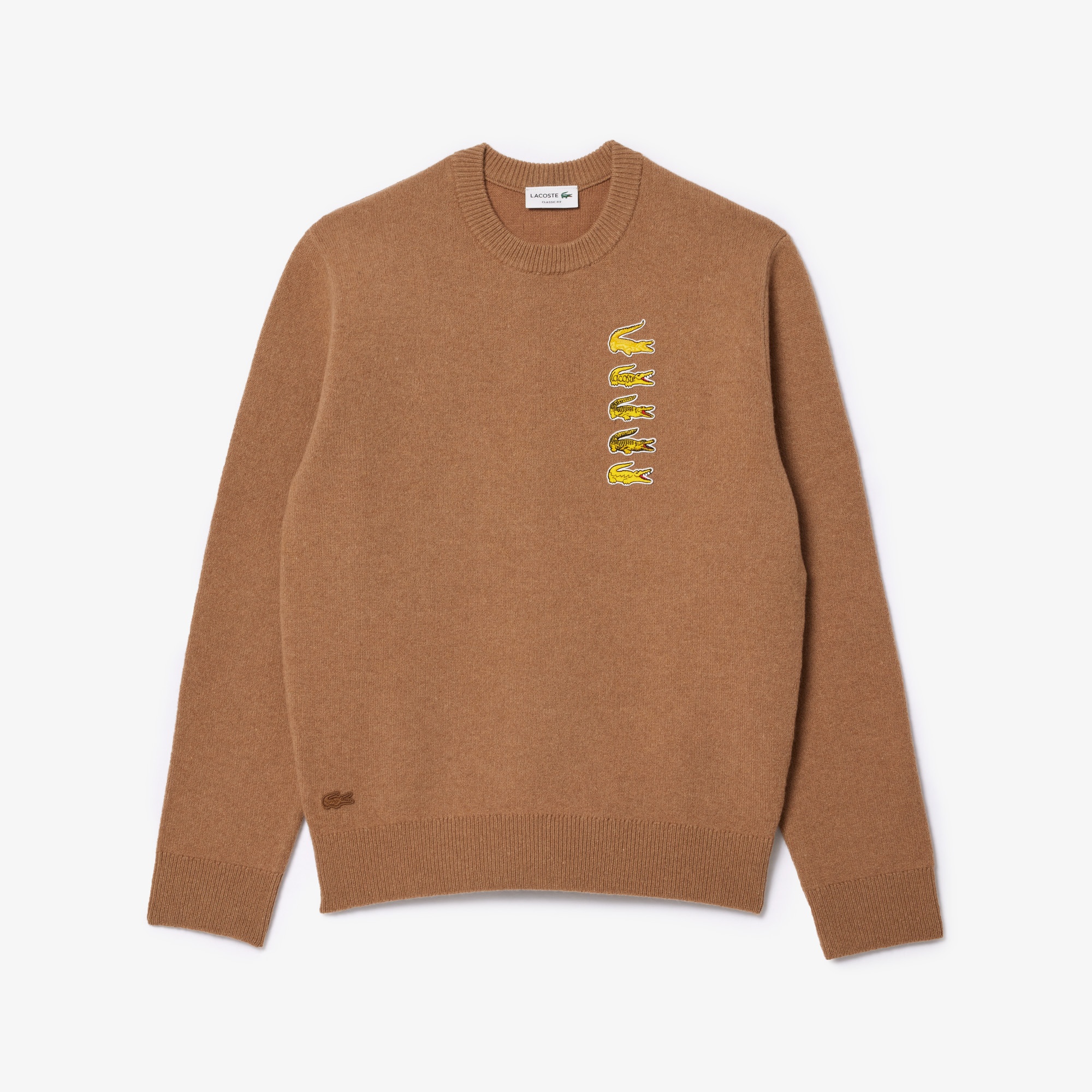 Lacoste Unisex Classic Fit Bisiklet Yaka Bej Triko