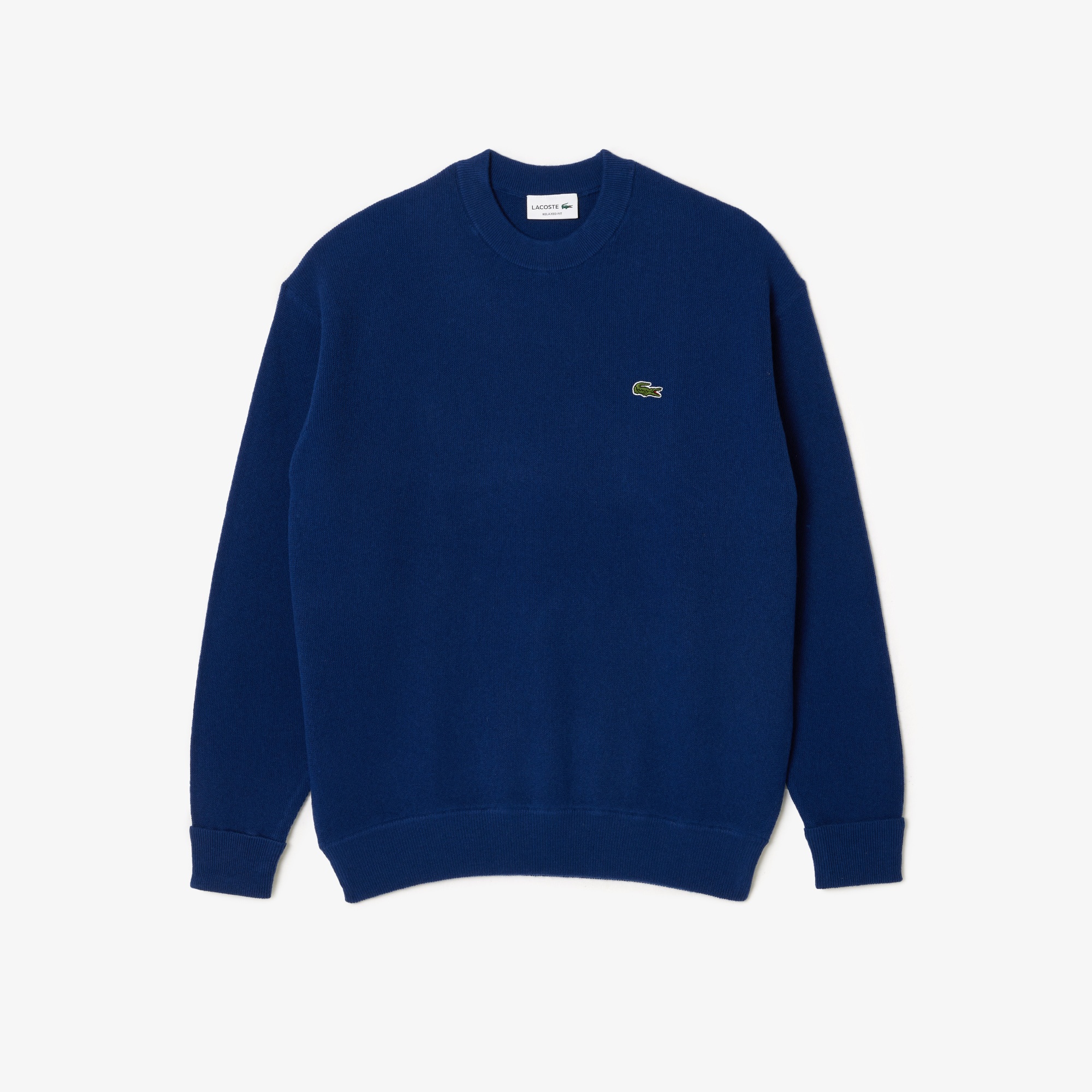 Lacoste Erkek Relaxed Fit Uzun Kollu Bisiklet Yaka Lacivert Triko