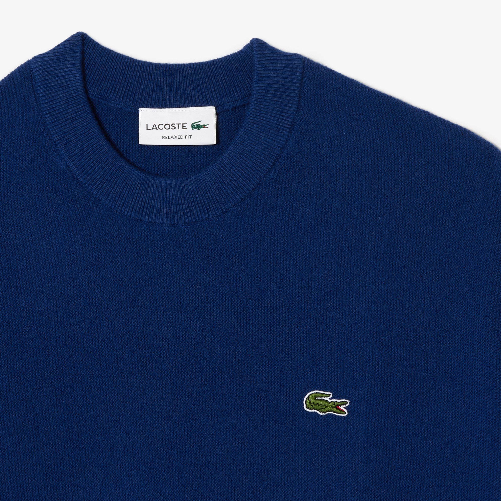 Lacoste Erkek Relaxed Fit Uzun Kollu Bisiklet Yaka Lacivert Triko