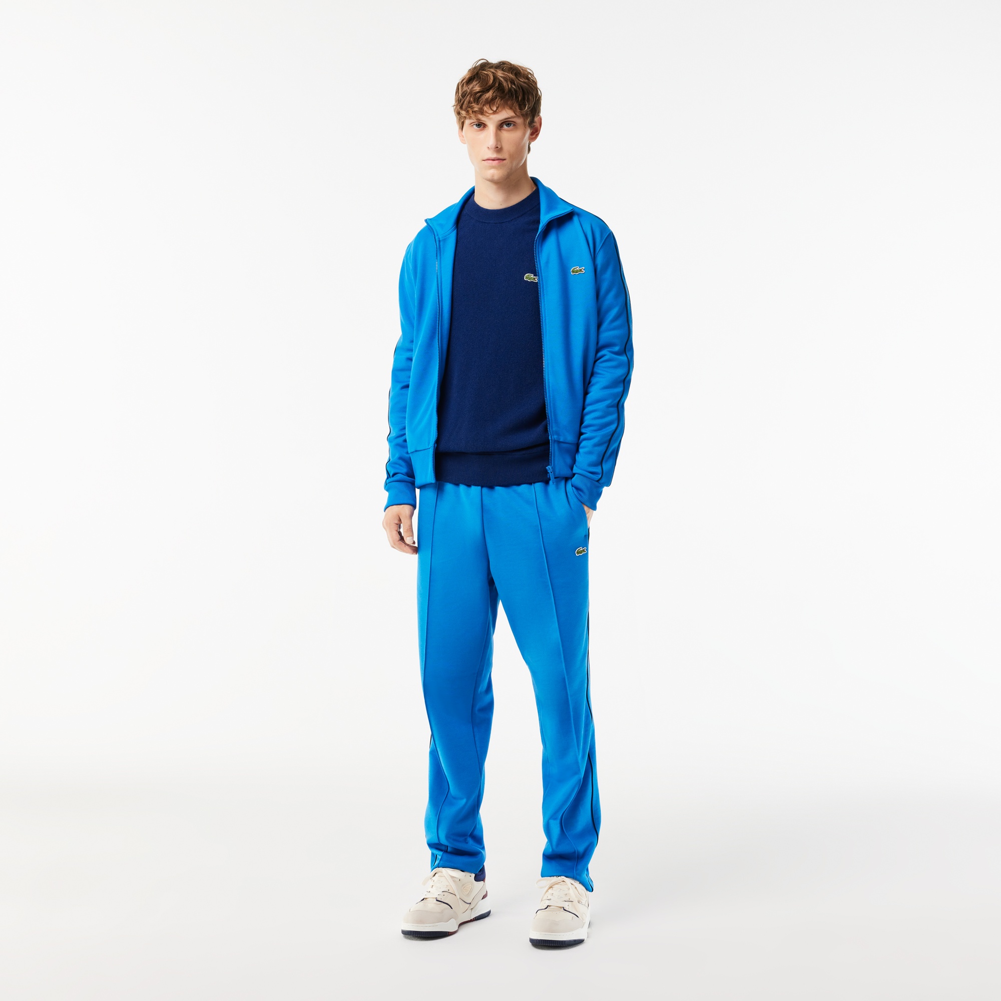 Lacoste Erkek Relaxed Fit Uzun Kollu Bisiklet Yaka Lacivert Triko